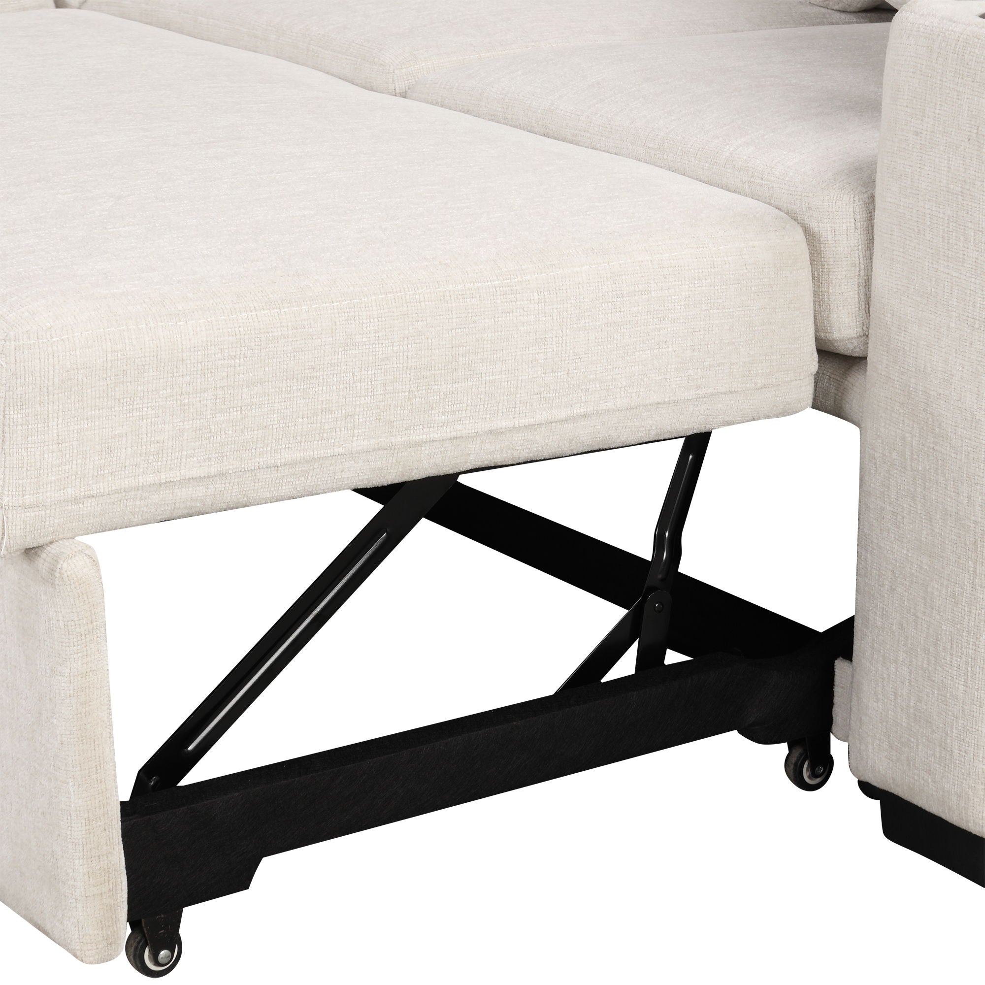 Convertible U-Shaped Sectional Sofa With Pull-Out Bed