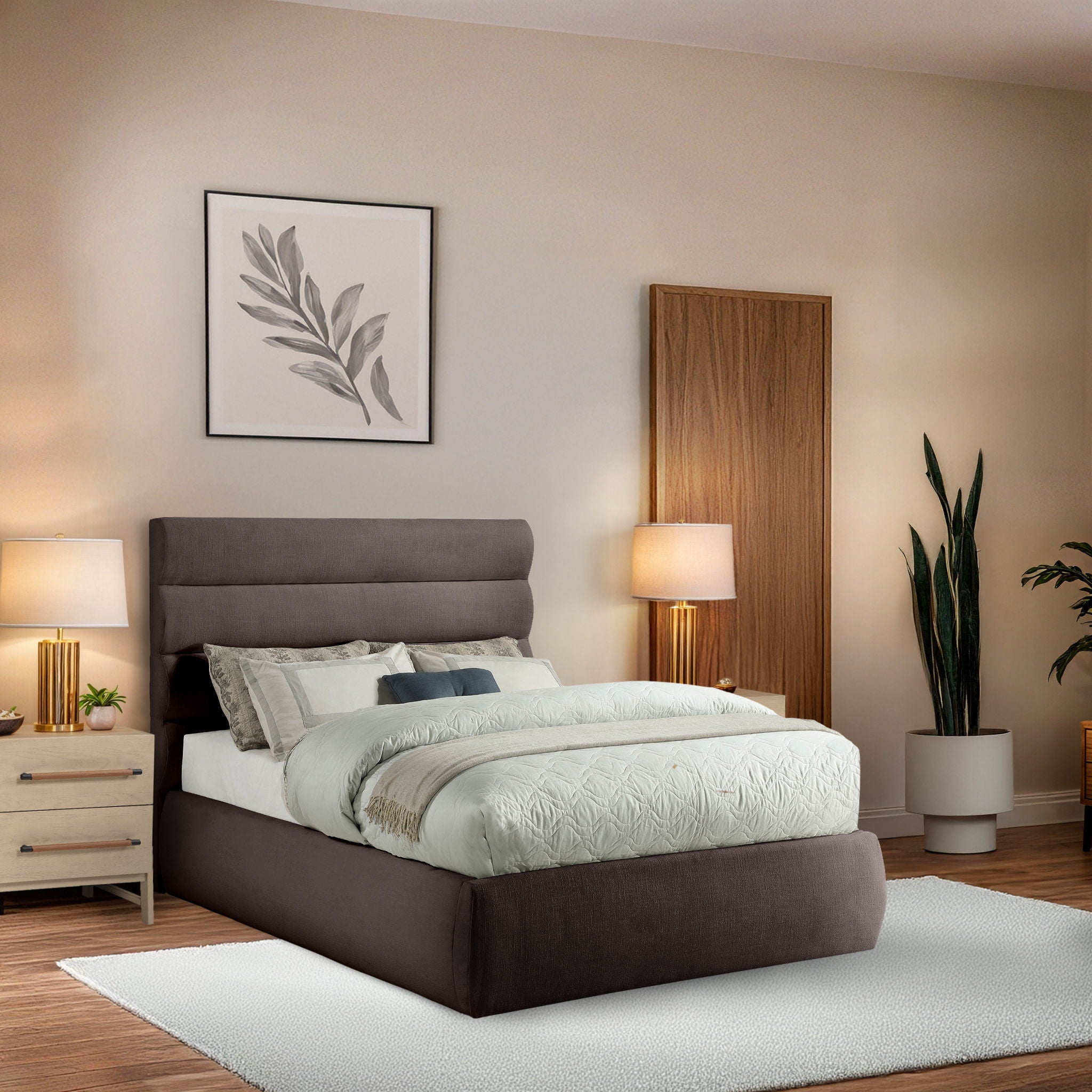 Adam - Linen Fabric Bed With 52" Headboard