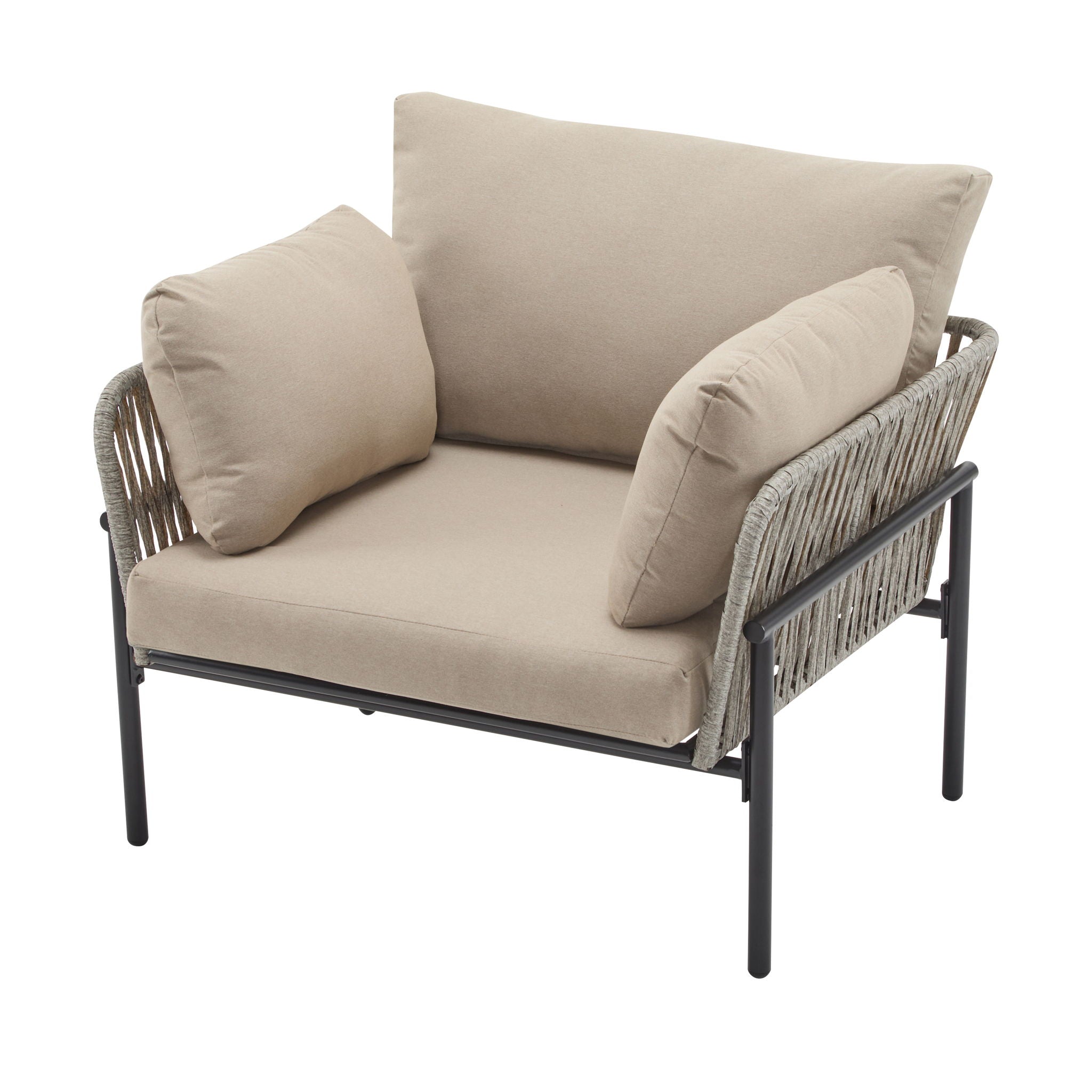 Rope Lounge Chair With Cushions For Modern Spaces