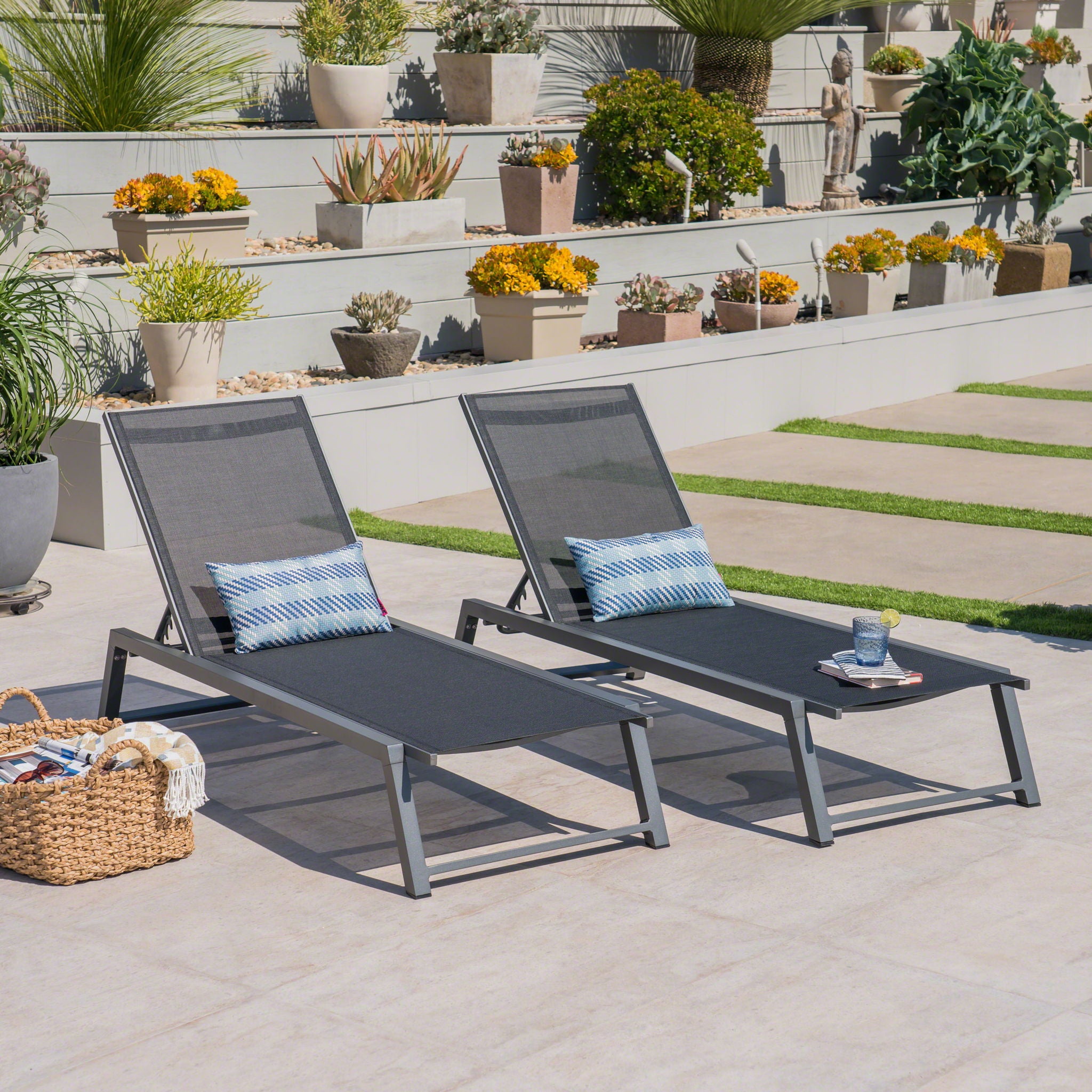 Myers - Modern Chaise Lounge Set With Adjustable Back
