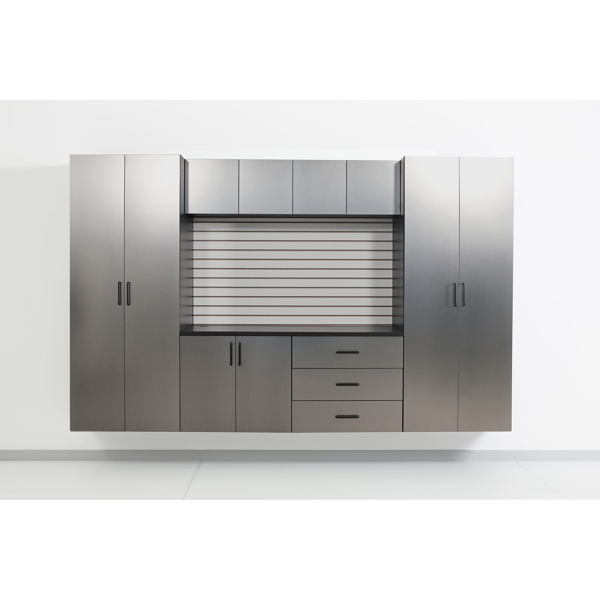 Astro Series - Wall Storage Cabinet With Soft Closing Drawers - Metallic Gray