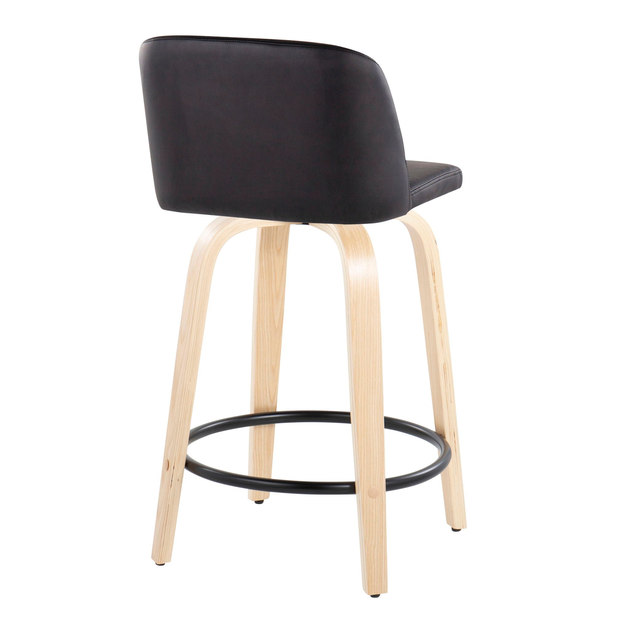 Toriano - Contemporary, Fixed Height Counter Stool With Swivel And Round Footrest (Set of 2)