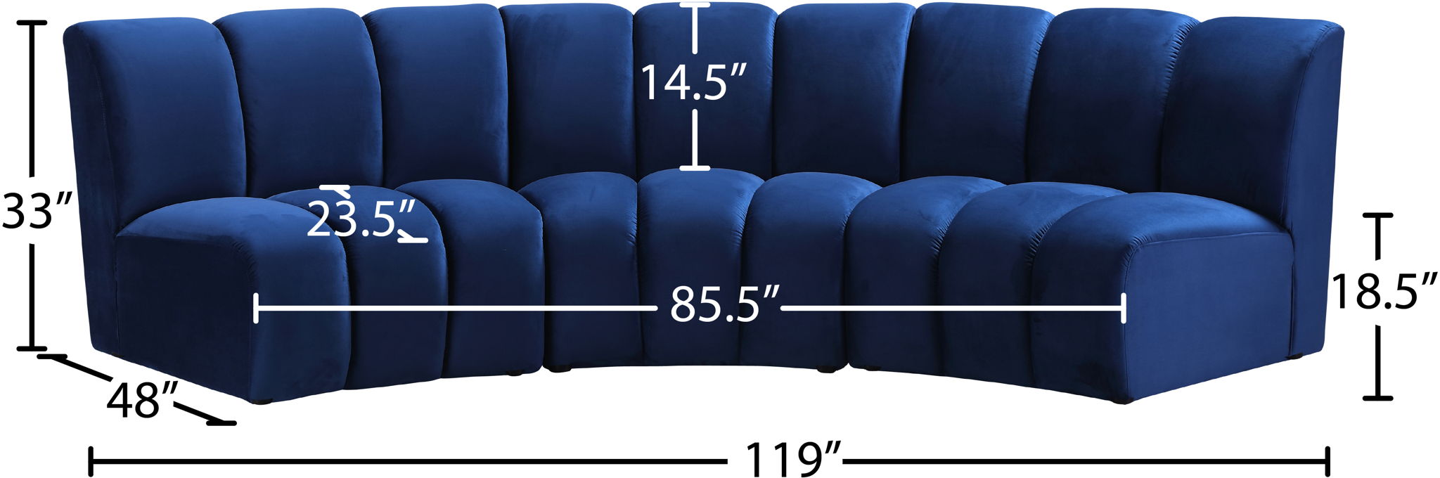 Infinity - 3 Piece Velvet Modular Sectional
