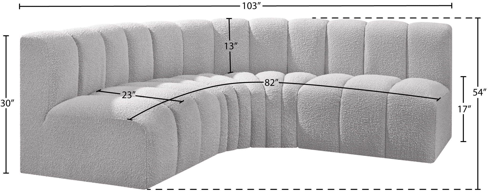 Arc - Boucle Fabric 4 Piece Corner Modular Sofa