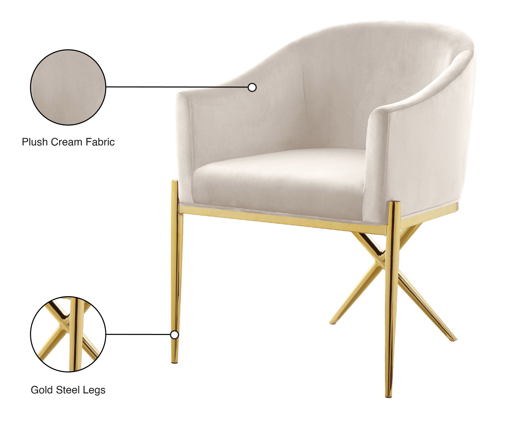 Xavier - Dining Chair with Gold Legs