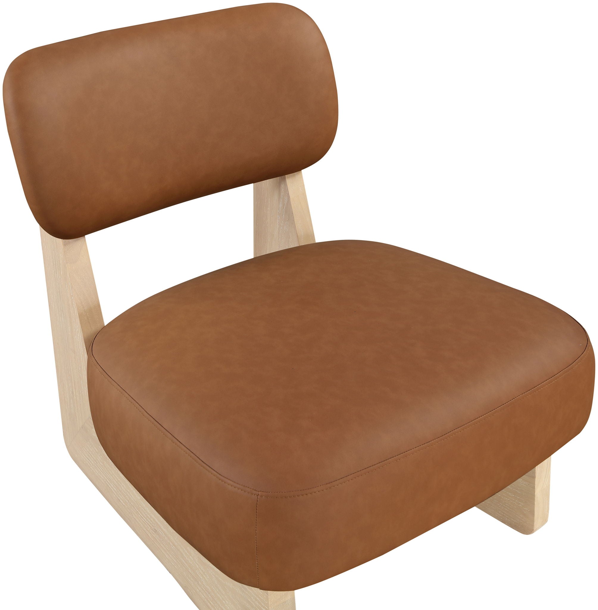 Vetra - Vegan Leather Upholstered Accent Chair With Natural Base