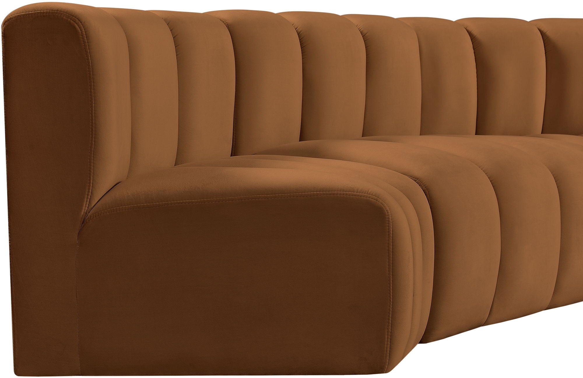 Arc - Velvet 6 Piece U-Shaped Modular Sofa - Saddle