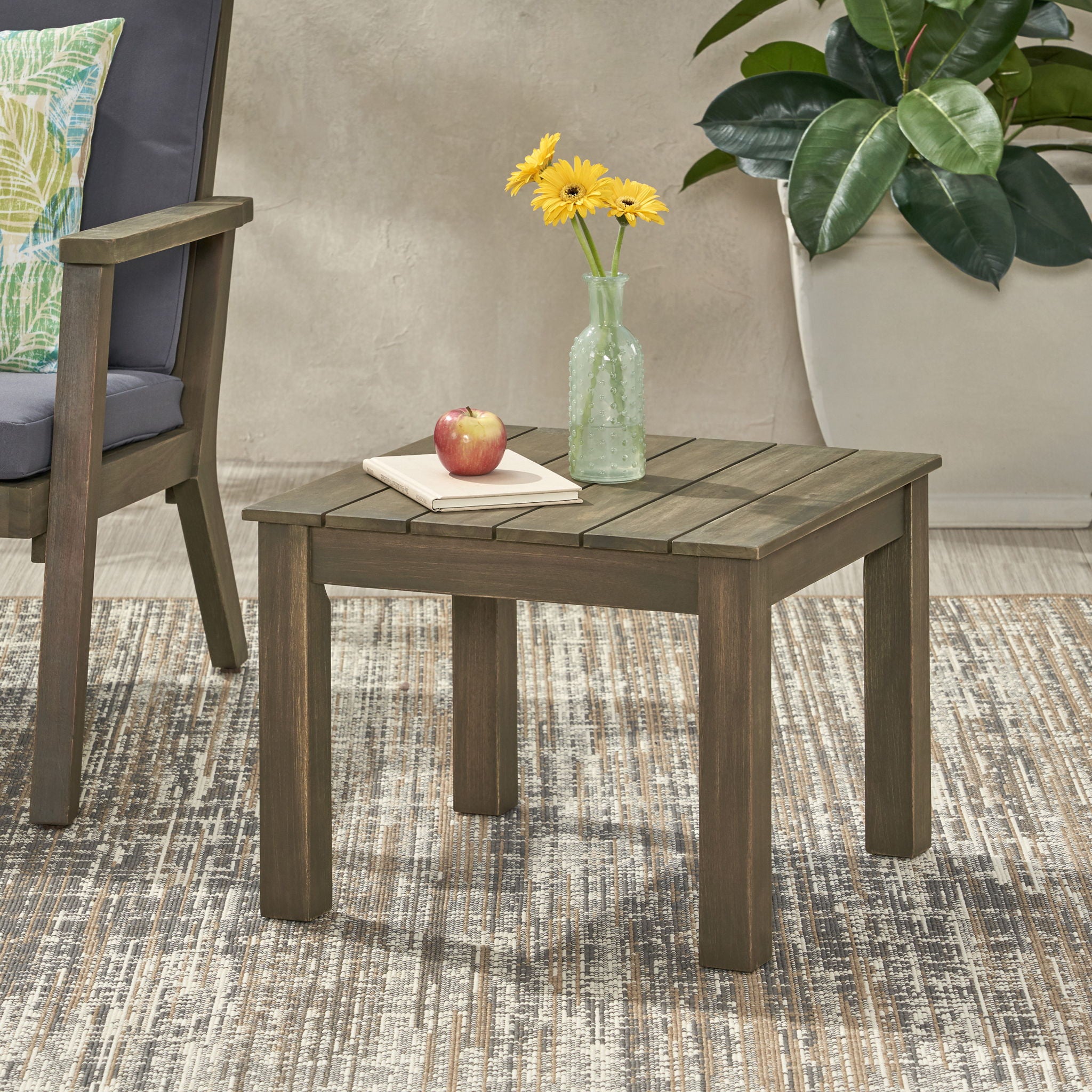 Halcyon - Outdoor Side Table With Slat Design