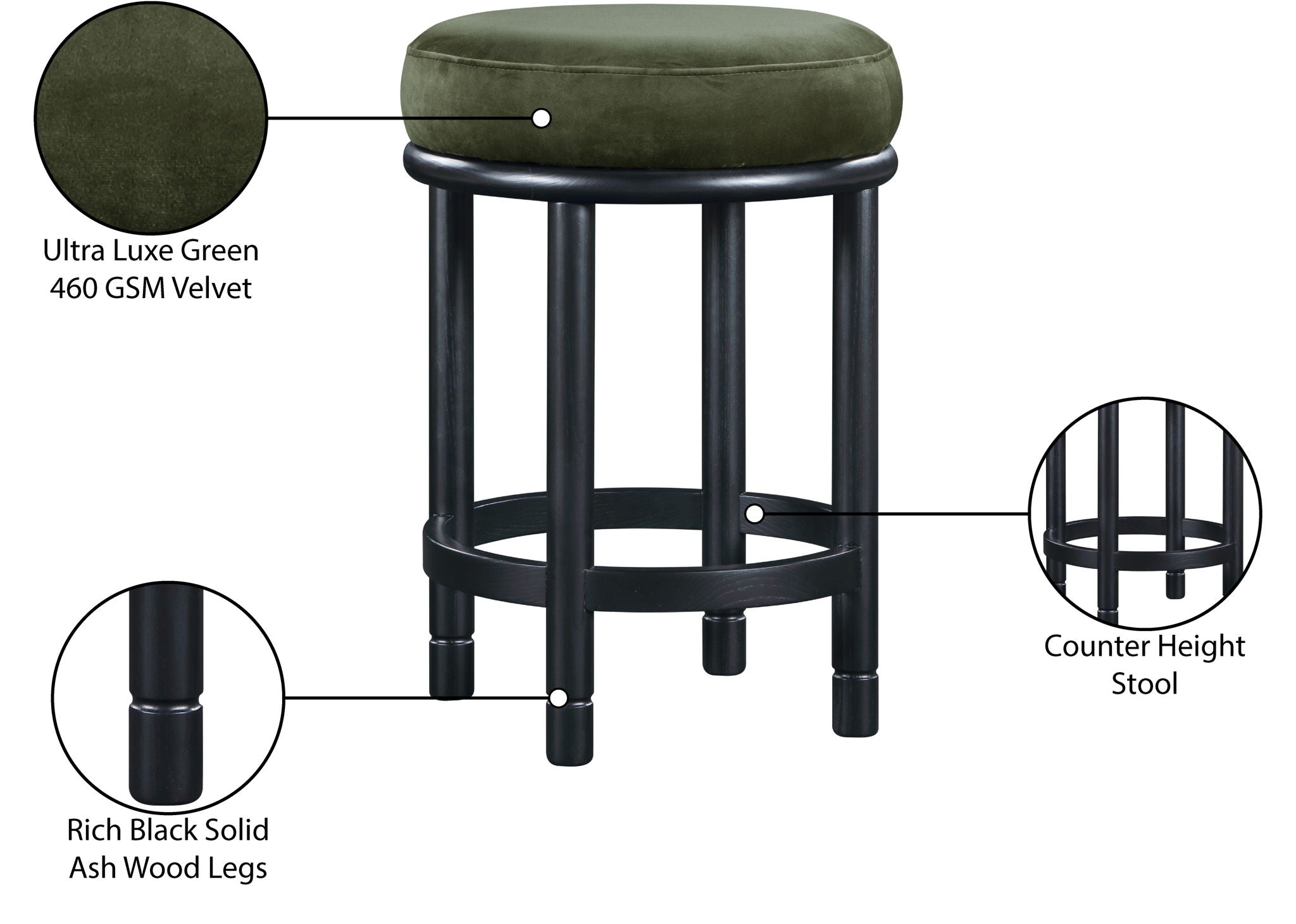 Monette - Counter Stool With Black Base