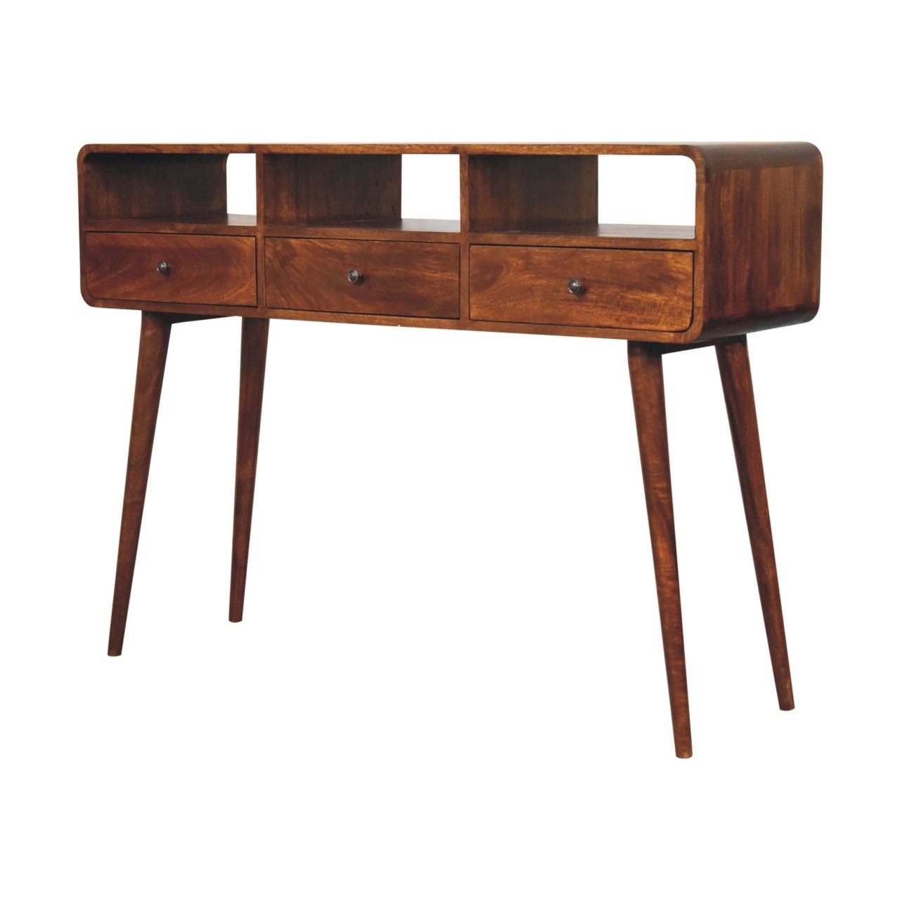 Triple Curved Console Table - Brown