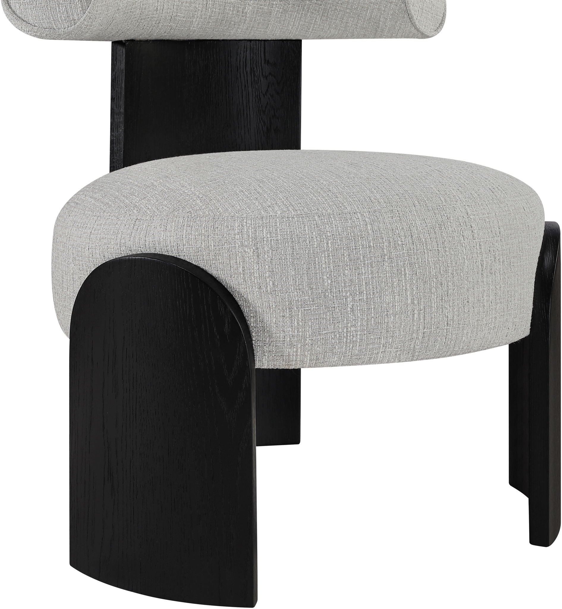 Calder - Linen Textured Fabric Upholstered Accent Chair - Painted Black Base