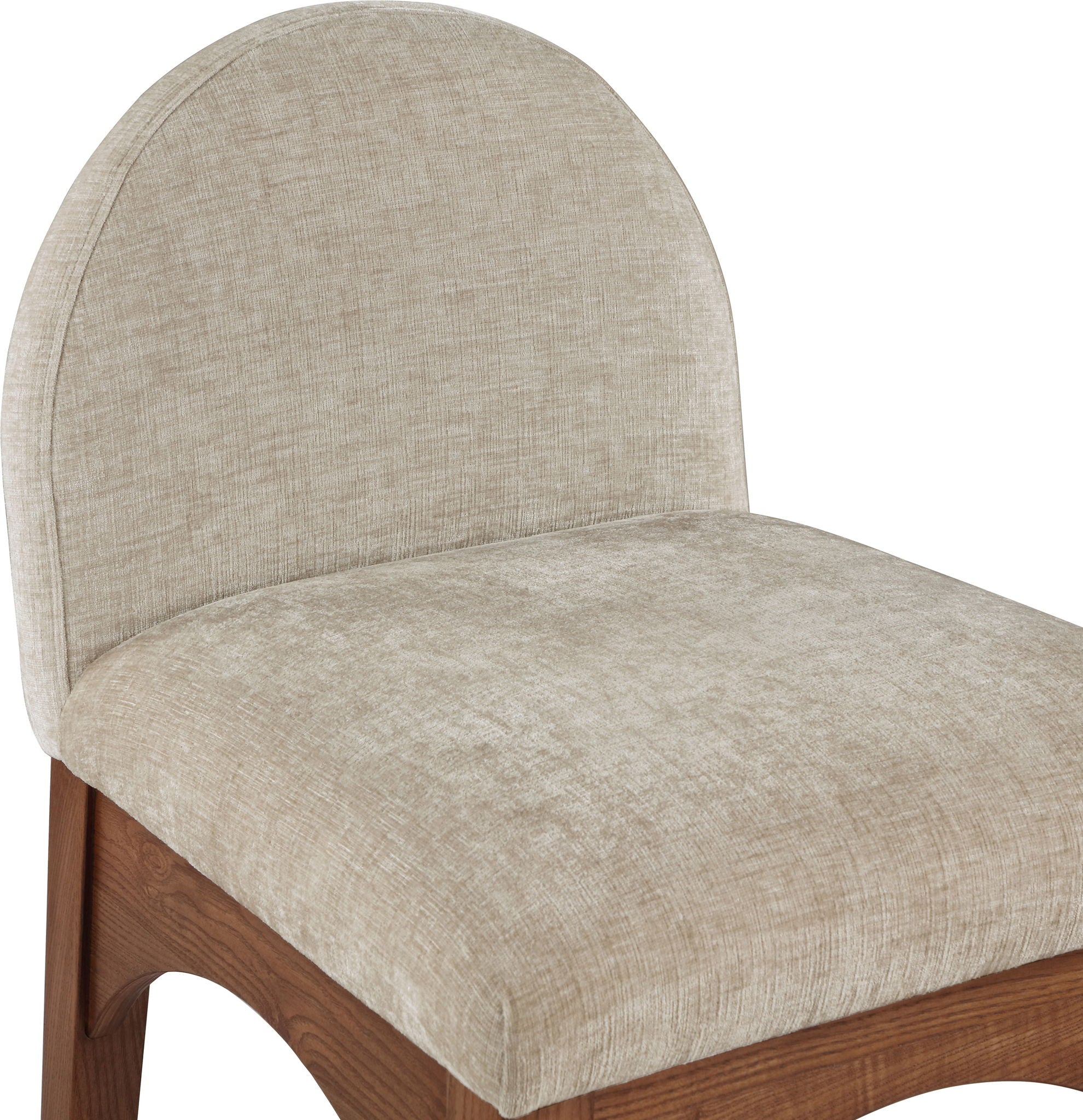 Waldorf - Chenille Stool With Brown Legs