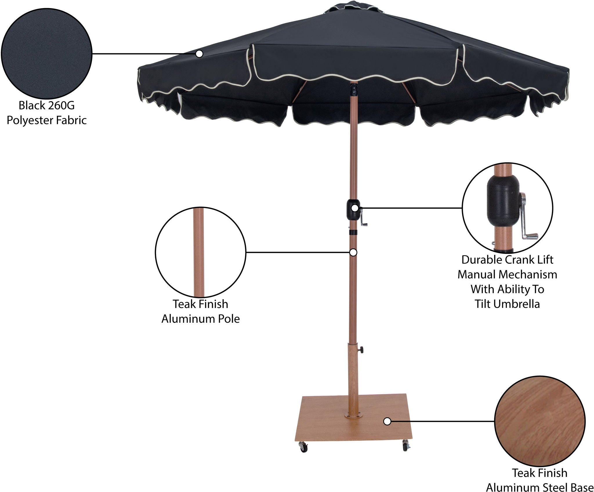 Amalfi - Aluminum Patio Umbrella - Light Brown Base / Light Brown Pole