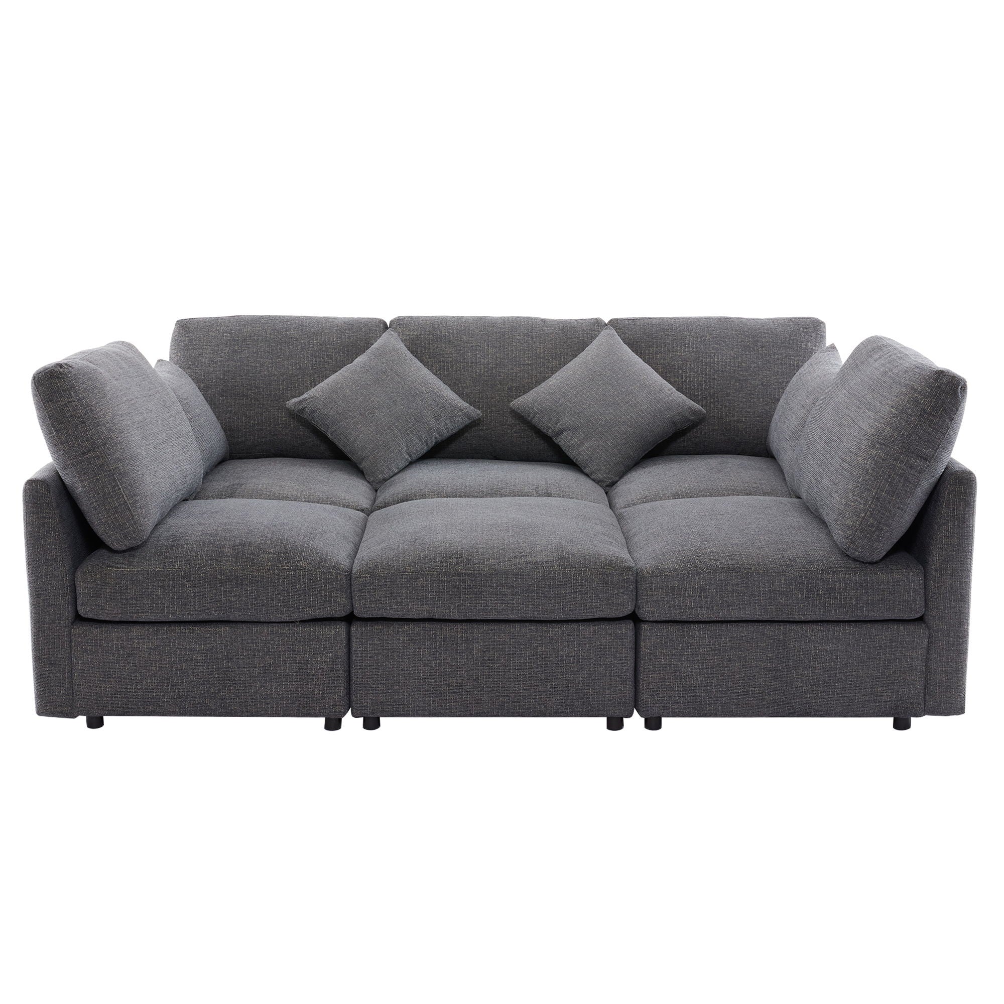 Sectional Sofa Modular U-Shaped With Ottoman & USB Ports