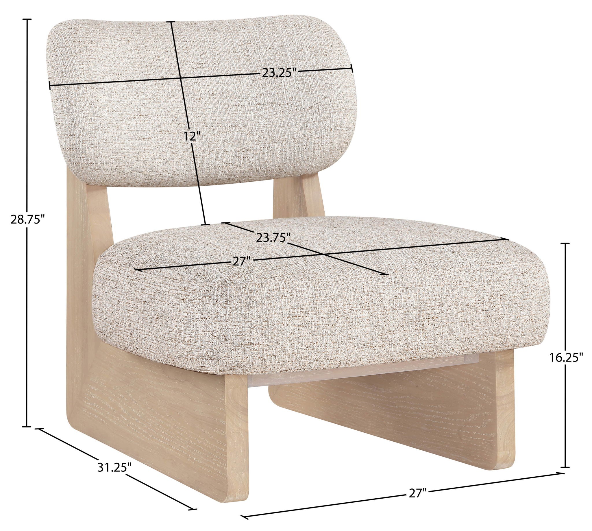 Vetra - Linen Textured Fabric Upholstered Accent Chair With Natural Base