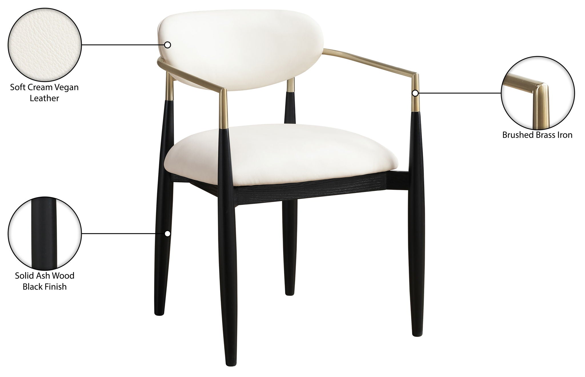 Riccio - Faux Leather Dining Arm Chair (Set of 2) - Black And Gold Frame