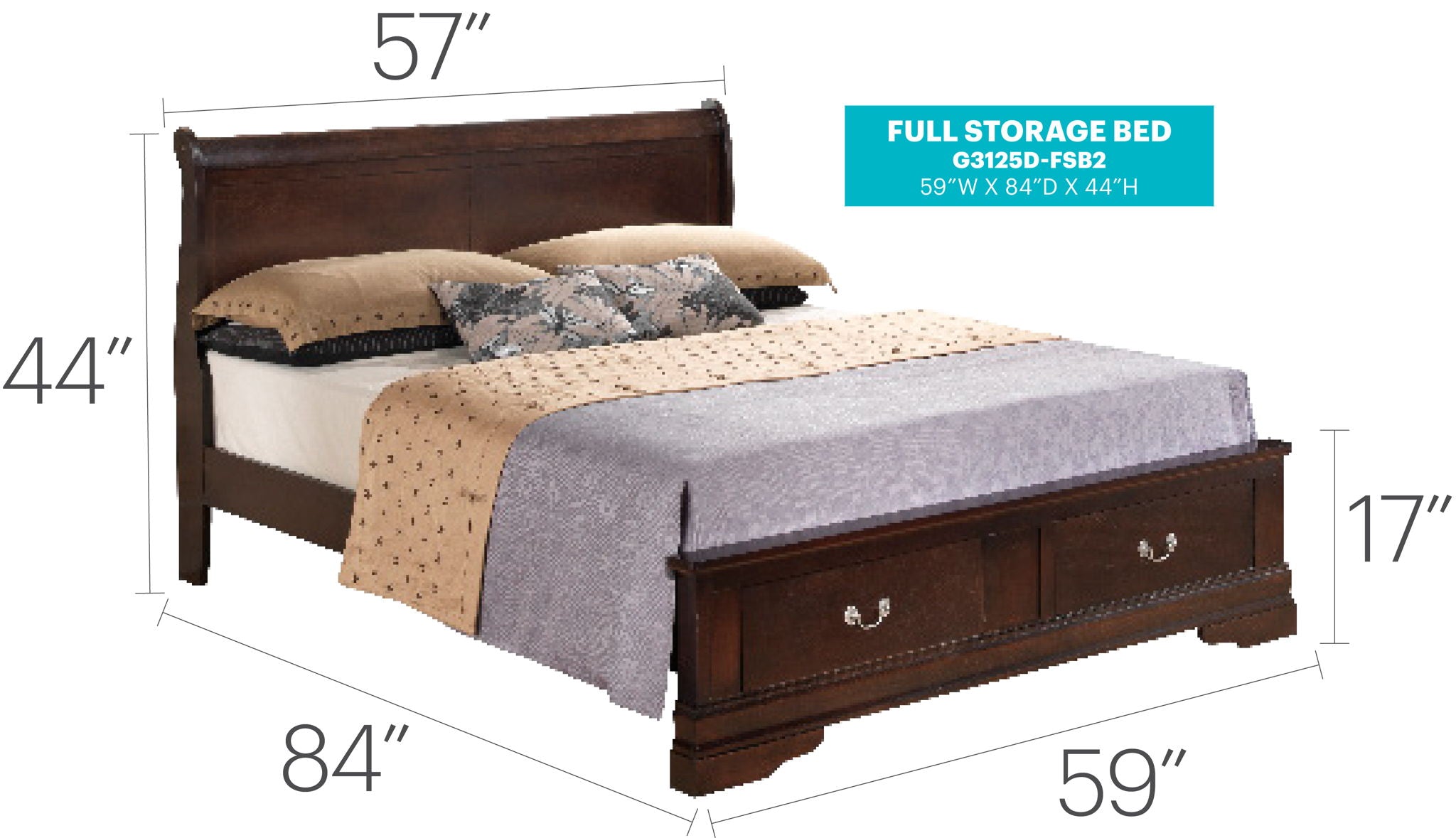 Louis Phillipe - Storage Bed