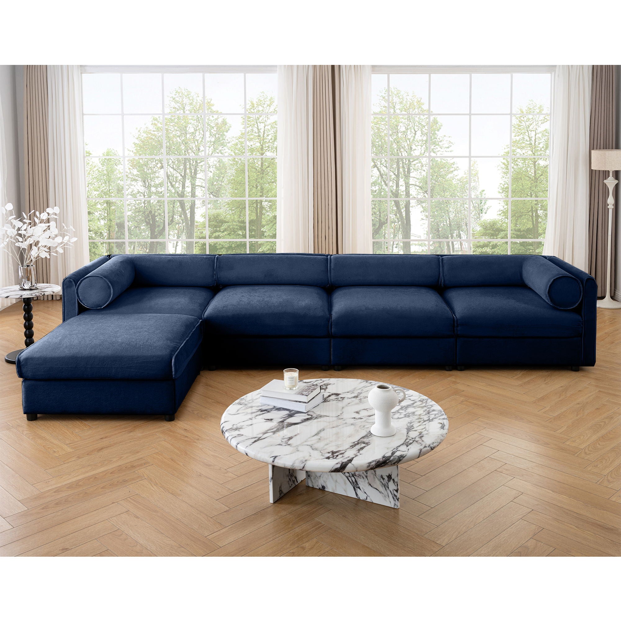 Contemporary Elegant Sofa With Storage And Ottoman