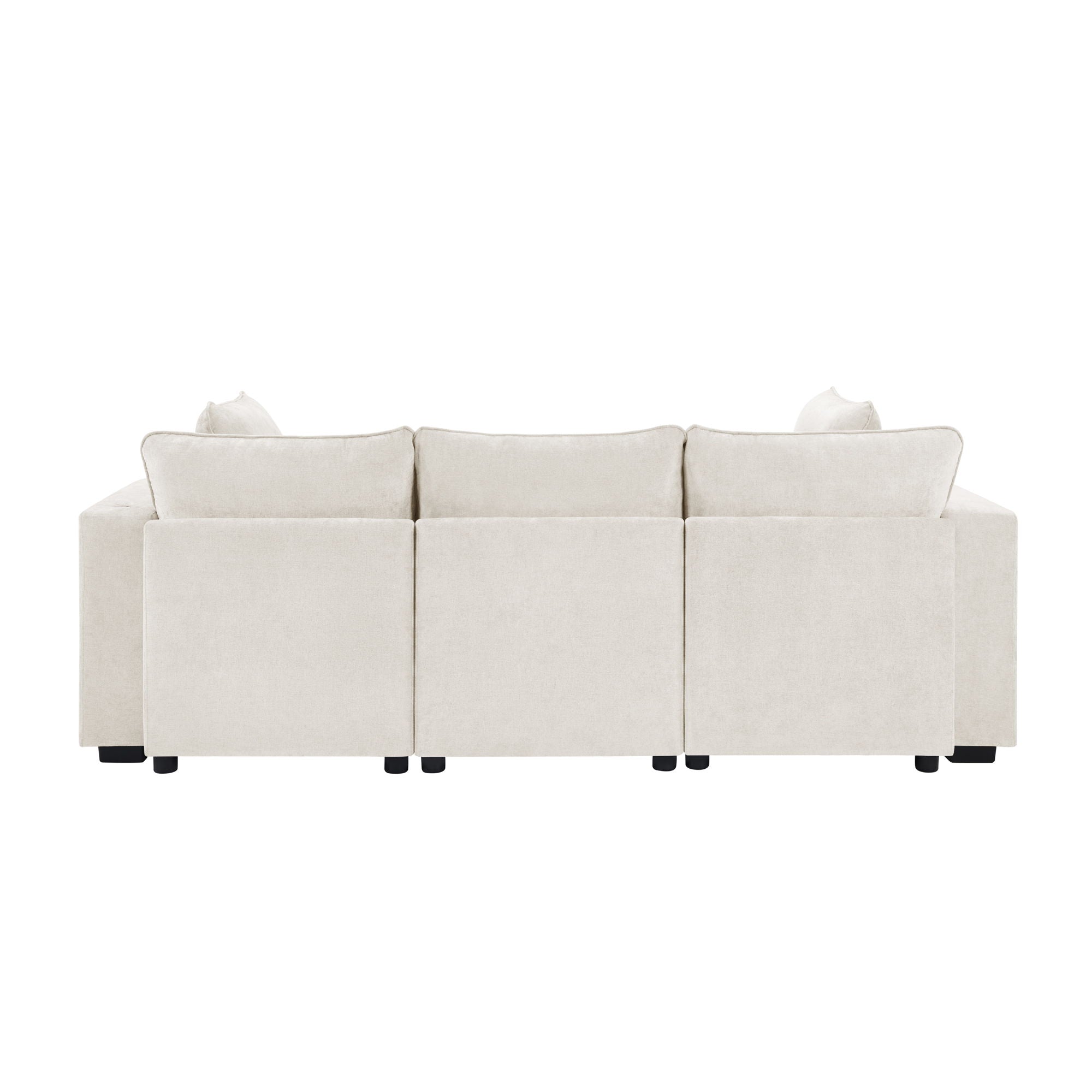 Modern Sectional Sofa U-Shaped With Movable Ottoman Storage Armrests And USB Ports