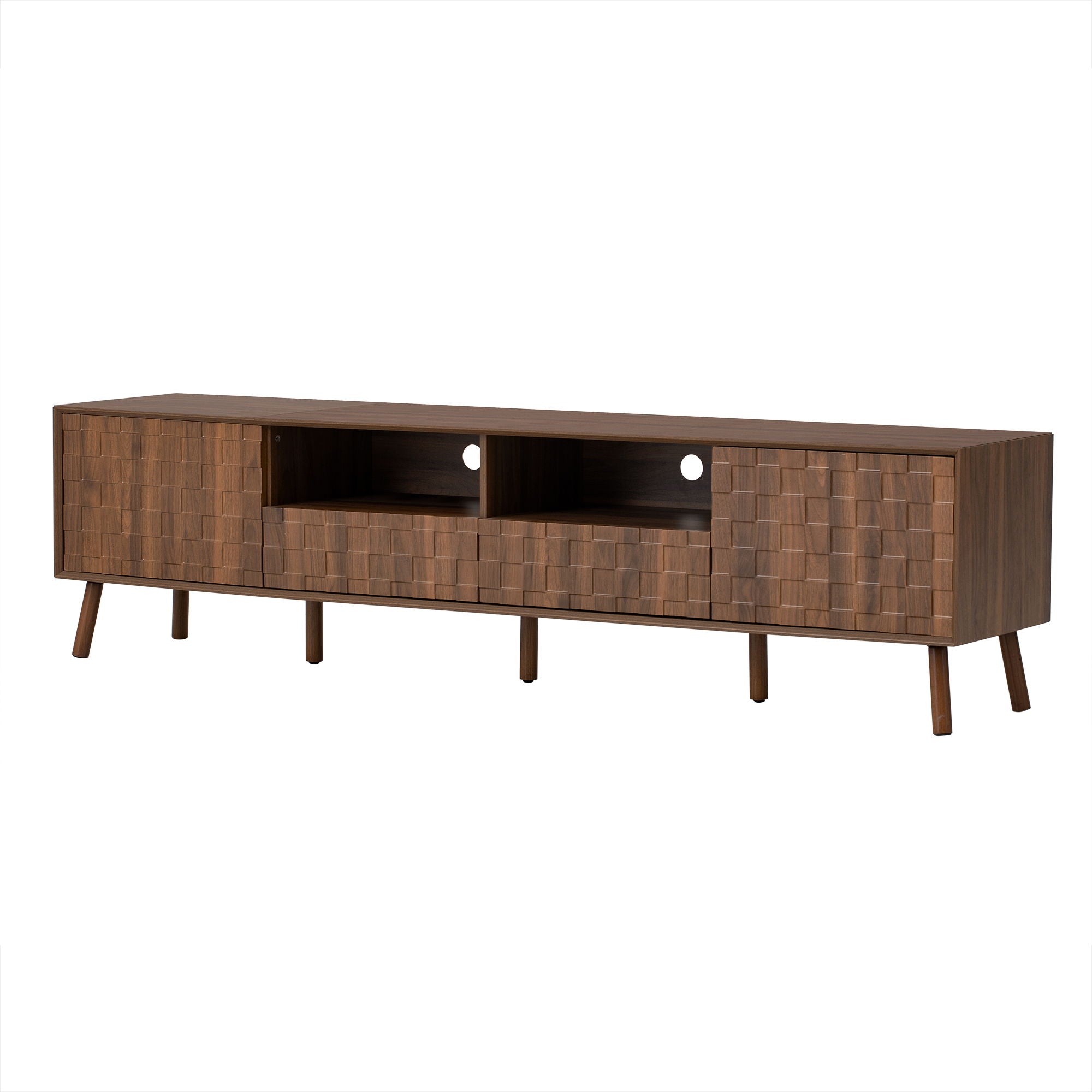 TV Stand With Drawers And Cable Management - Walnut