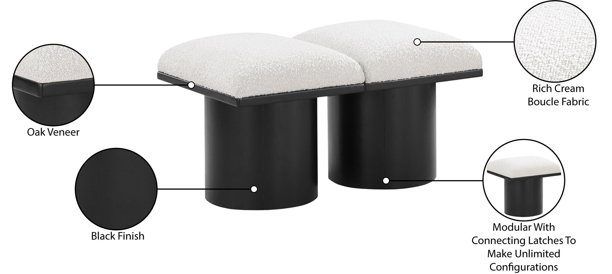 Pavilion - 2 Piece Modular Bench With Black Base