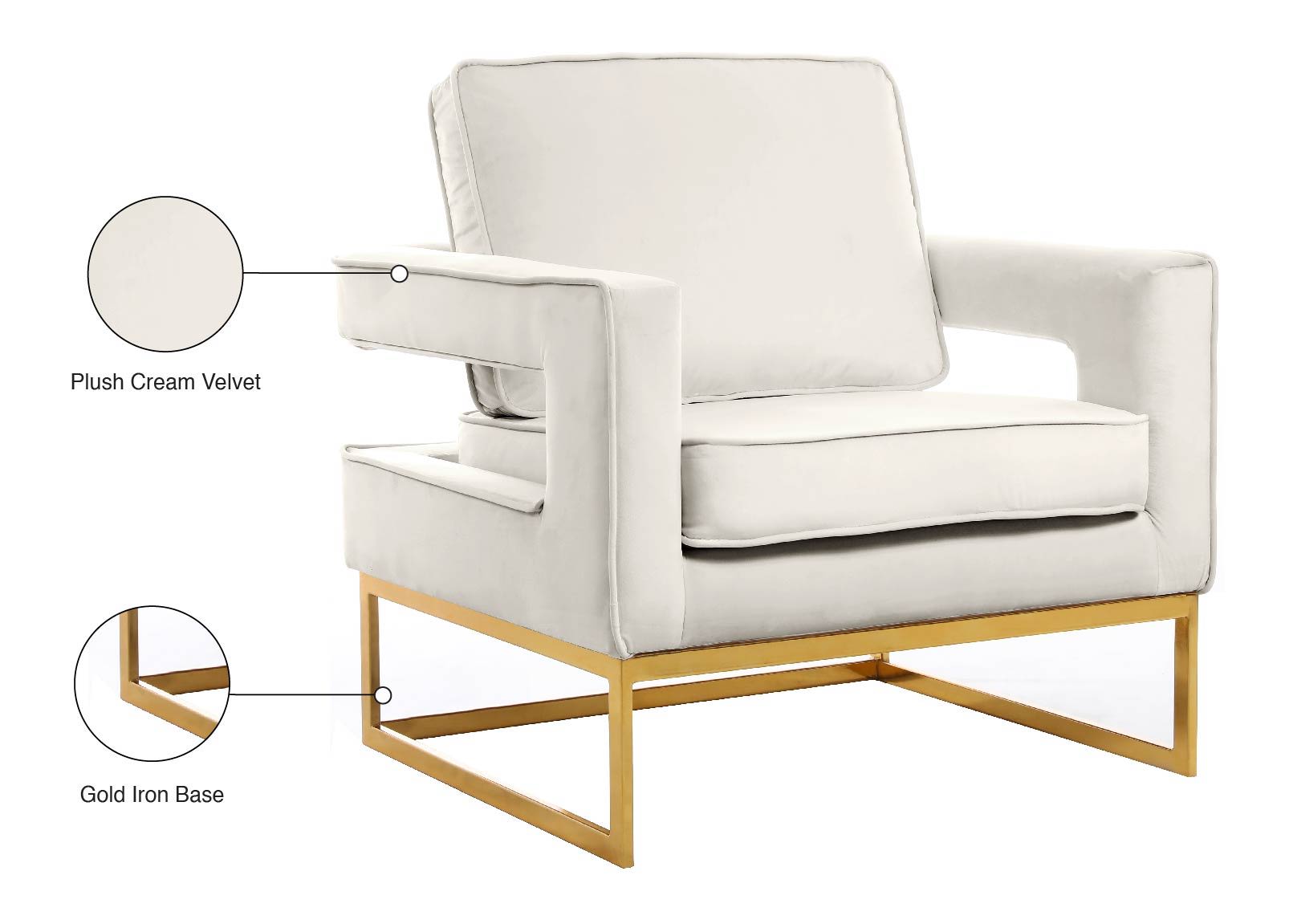 Noah - Accent Chair with Gold Legs