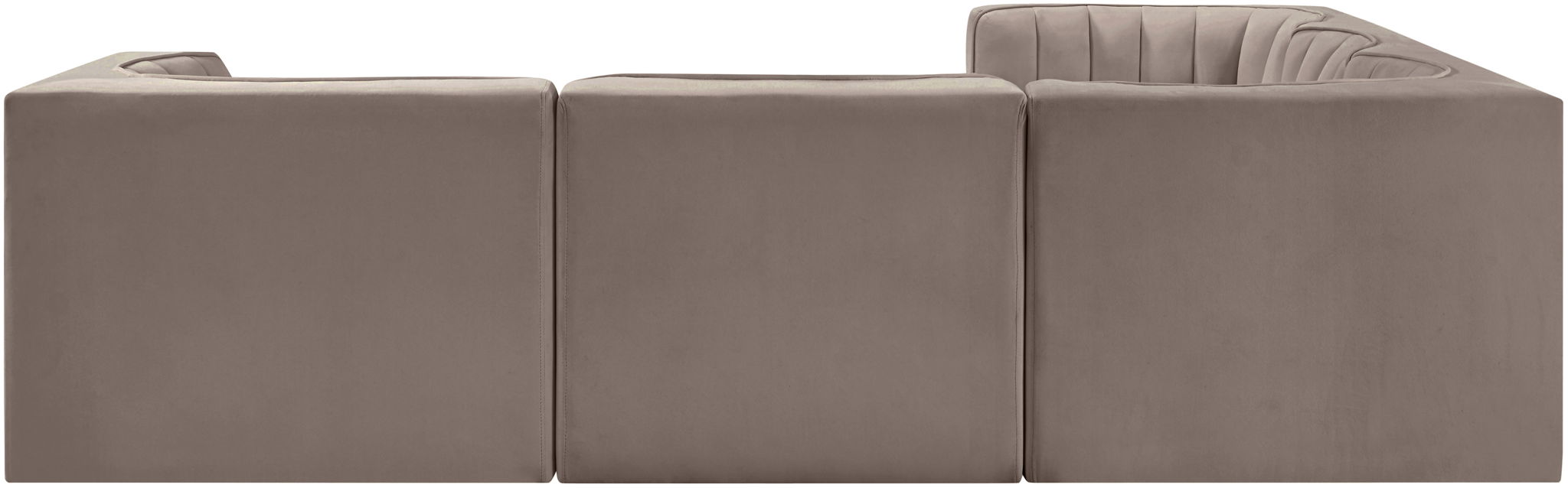 Rummi - Symmetrical Velvet Performance Fabric Upholstered 5 Piece Modular Sectional