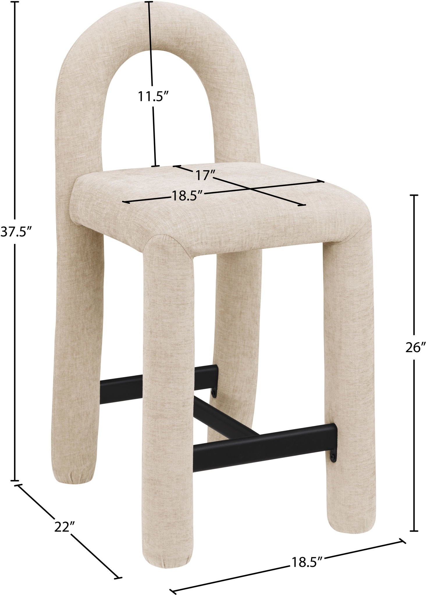 Amari - Chenille Fabric Stool