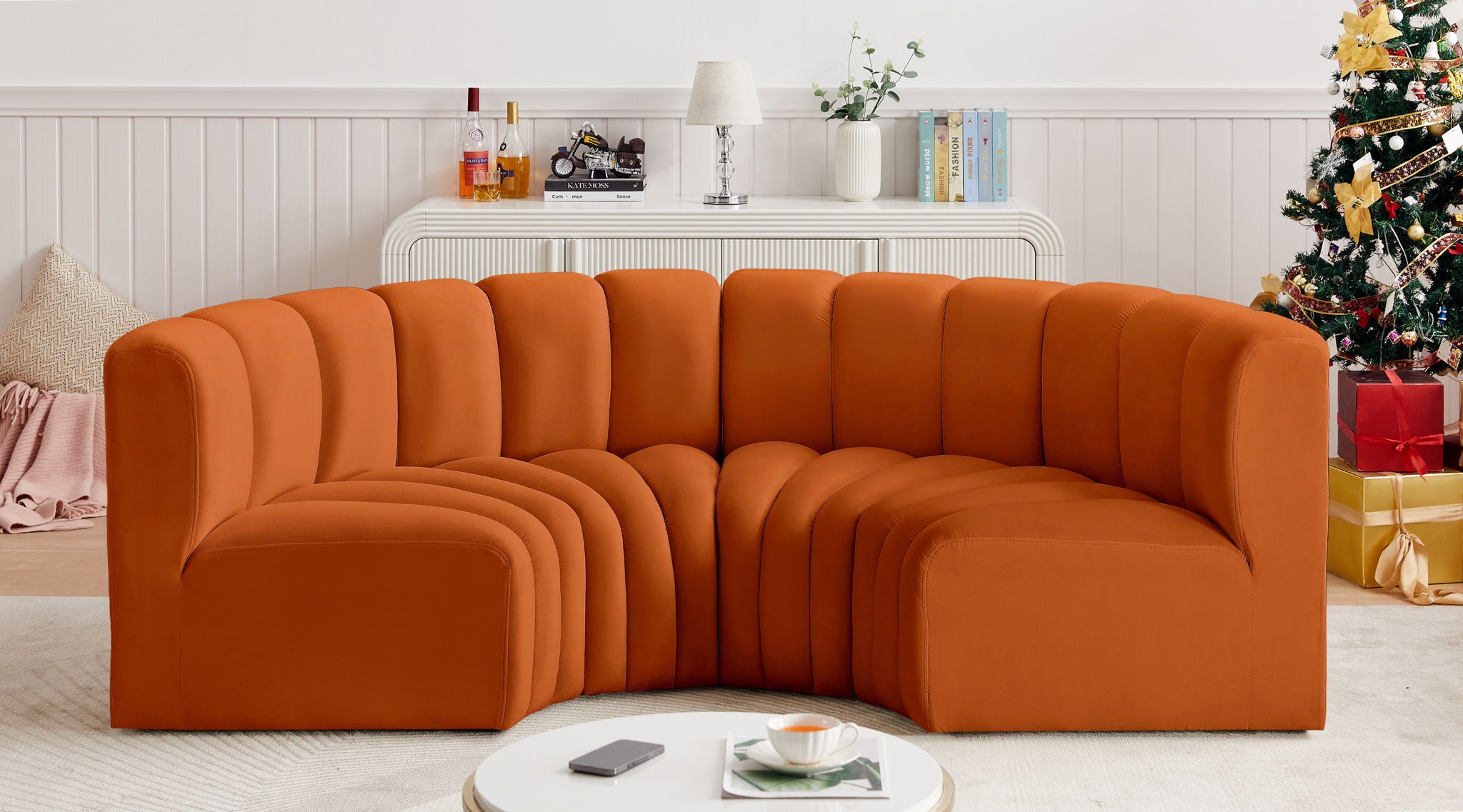 Arc - Velvet 4 Piece U-Shaped Modular Sofa