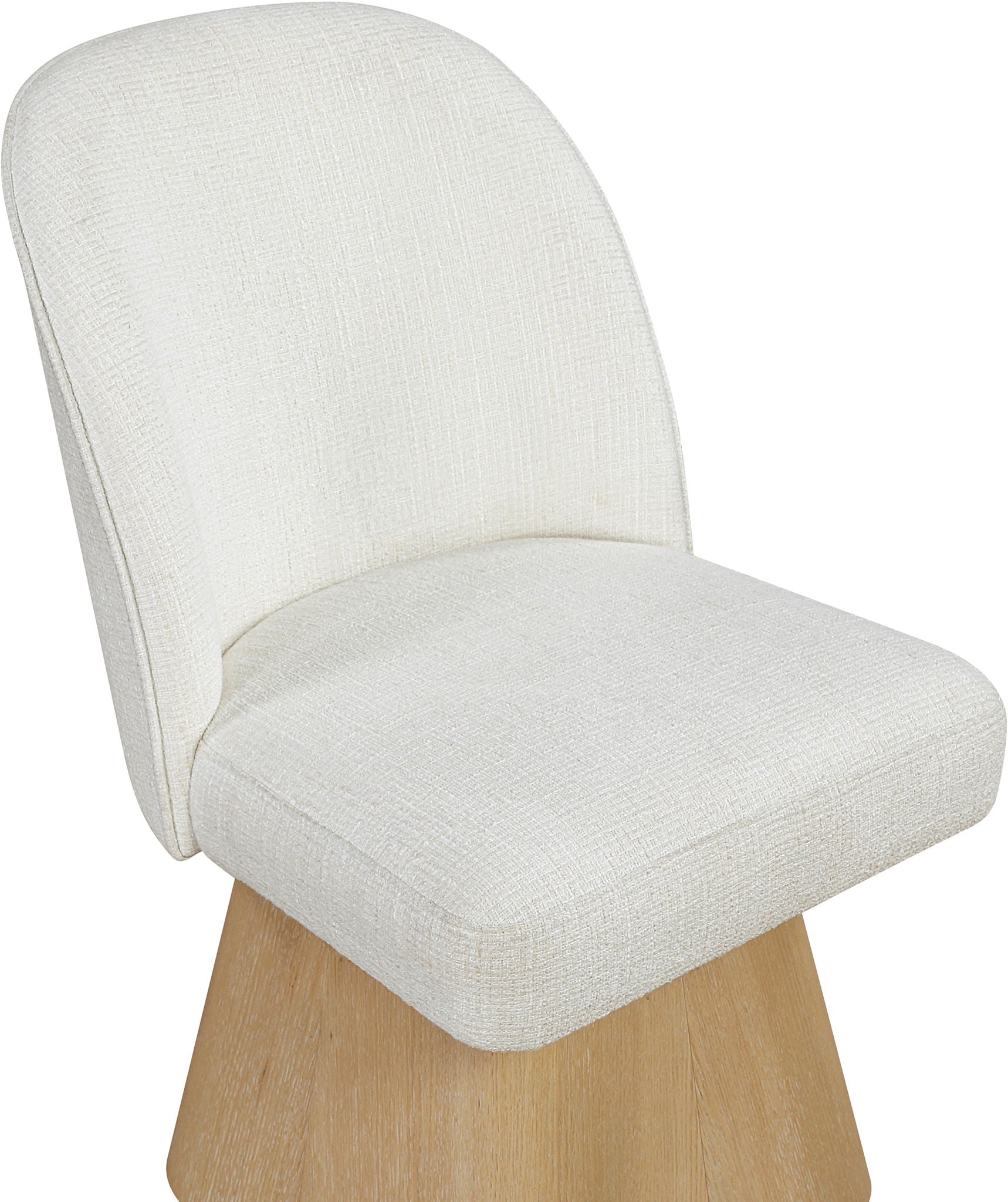 Marlowe - Linen Textured Fabric Upholstered Swivel Dining Side Chair - Stained Natural