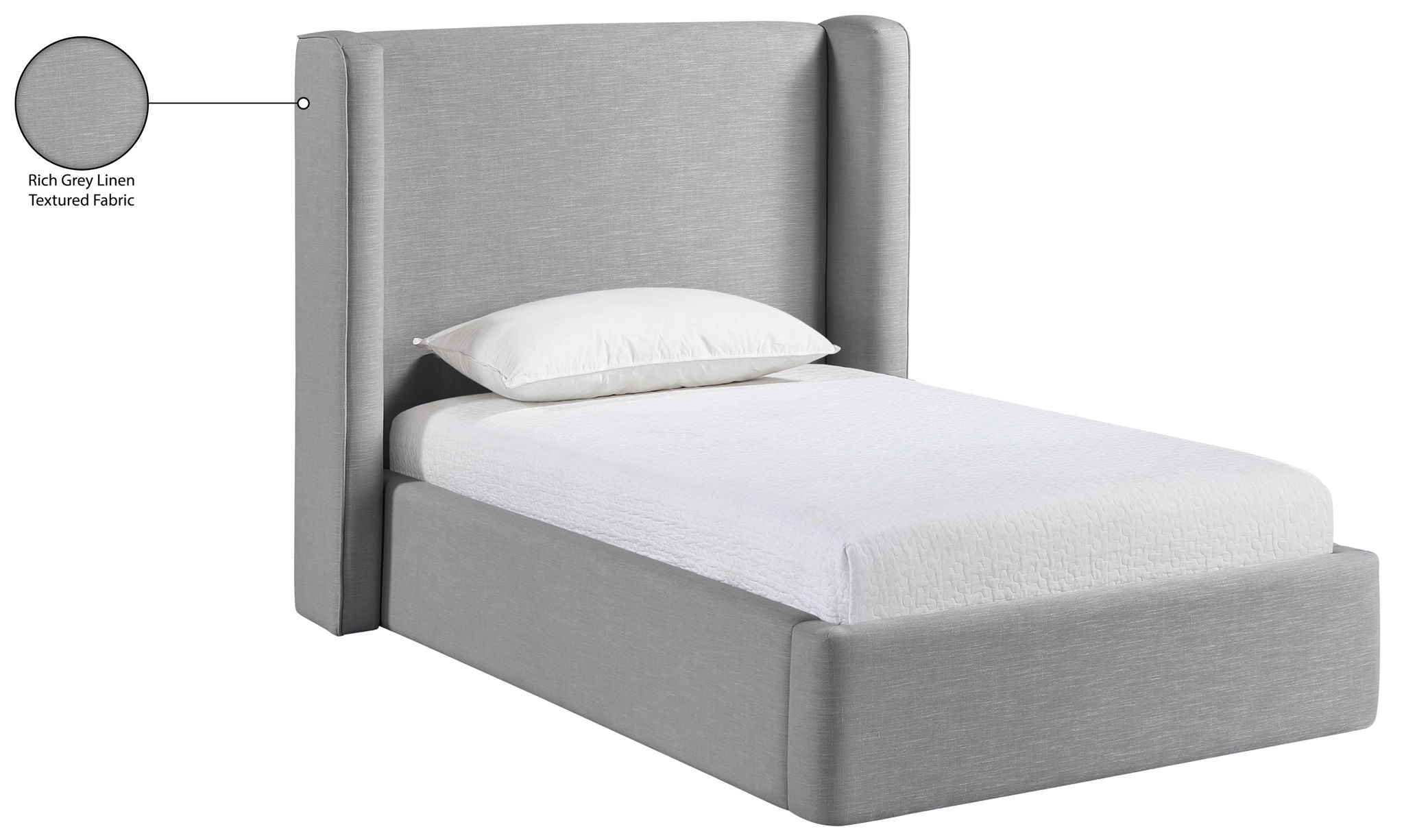 Kendall - Linen Textured Fabric Upholstered Bed