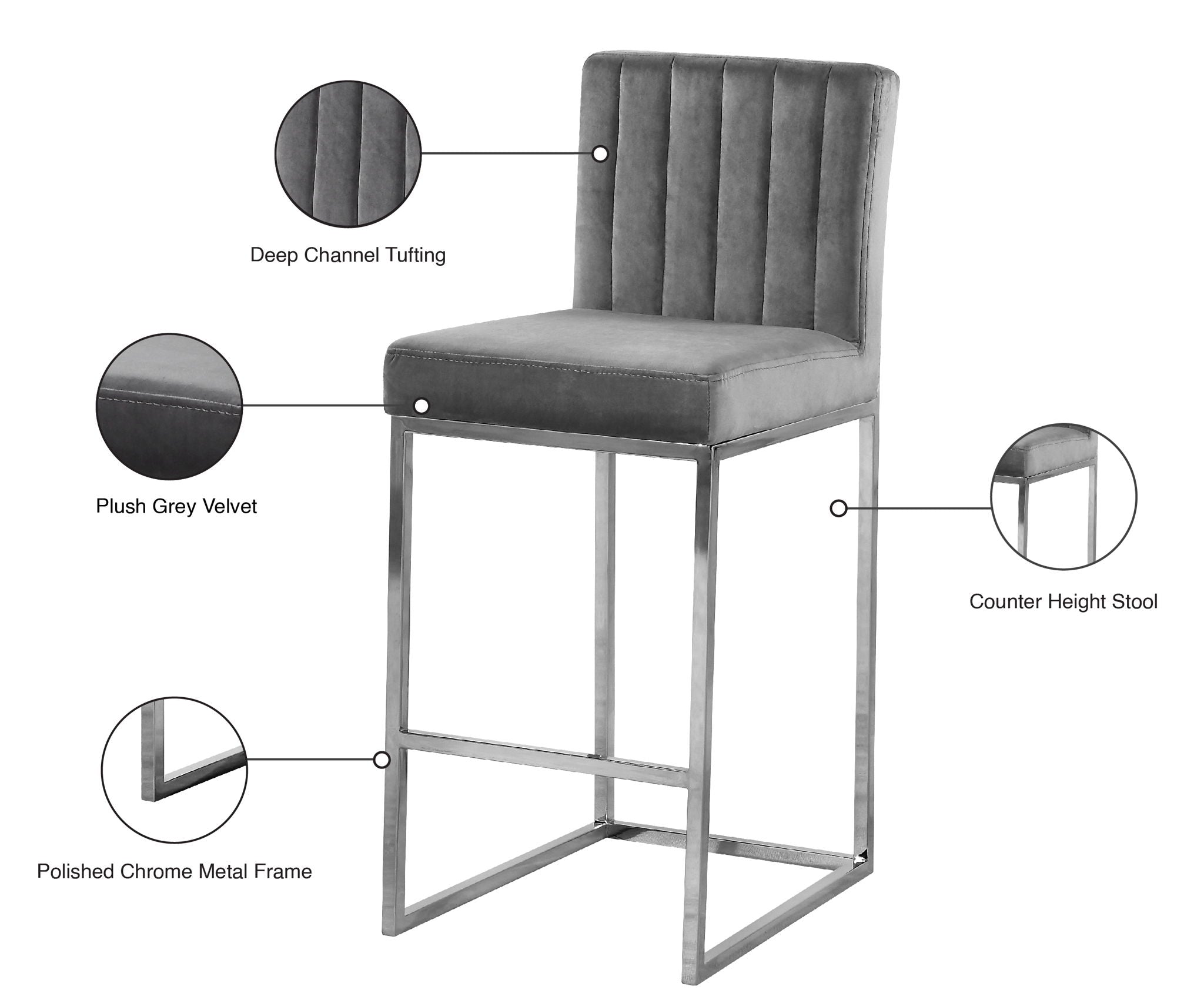 Giselle - Stool with Chrome Legs