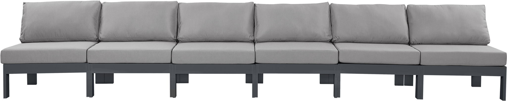 Nizuc - Outdoor Patio 6 Seat Armless Modular Sofa With Gray Frame