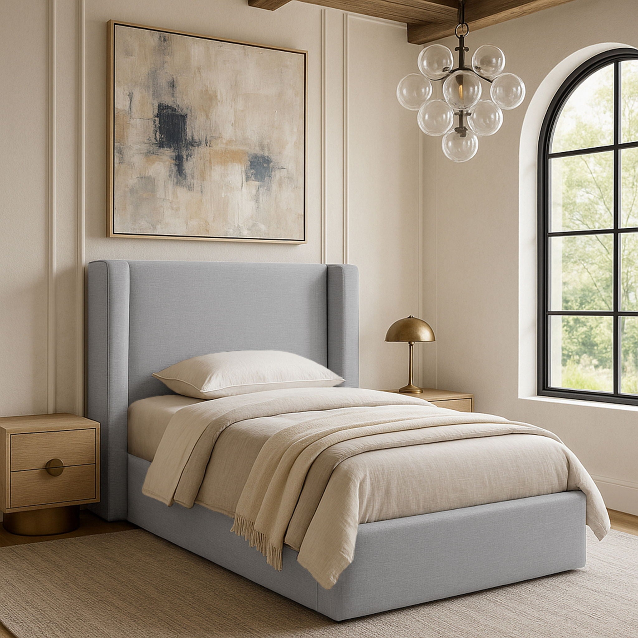 Kendall - Linen Textured Fabric Upholstered Bed