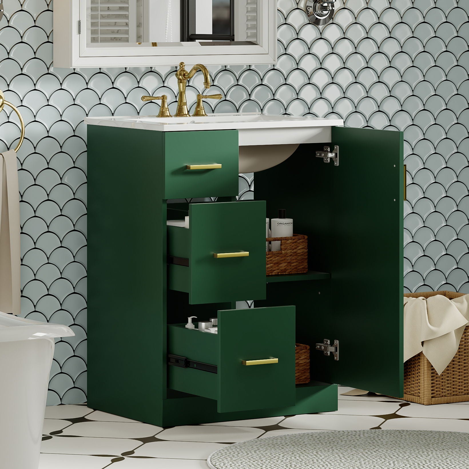 Bathroom Vanity With Under Mount Sink, 2 Drawers And Soft Closing Door