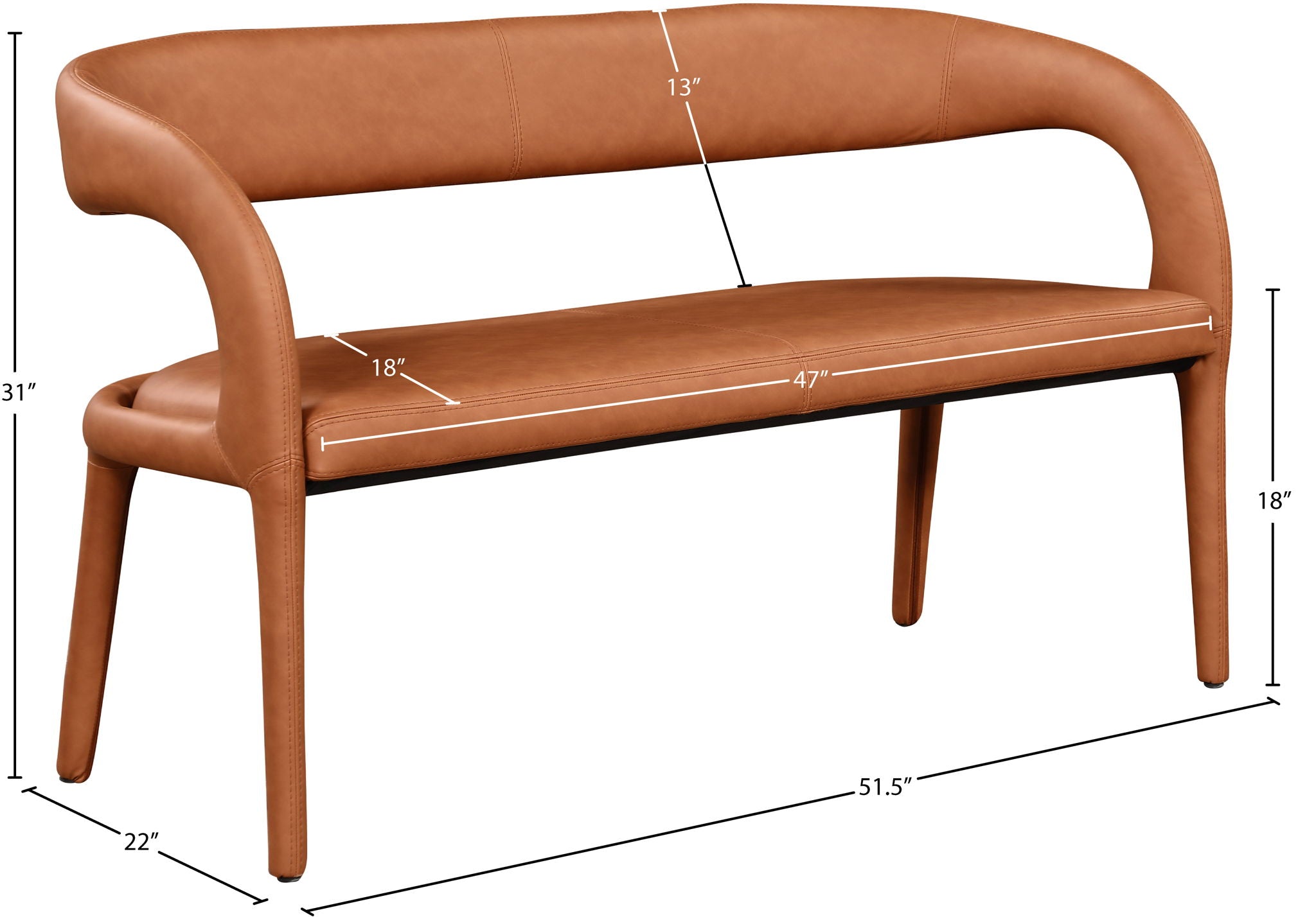 Sylvester - Bench - Cognac