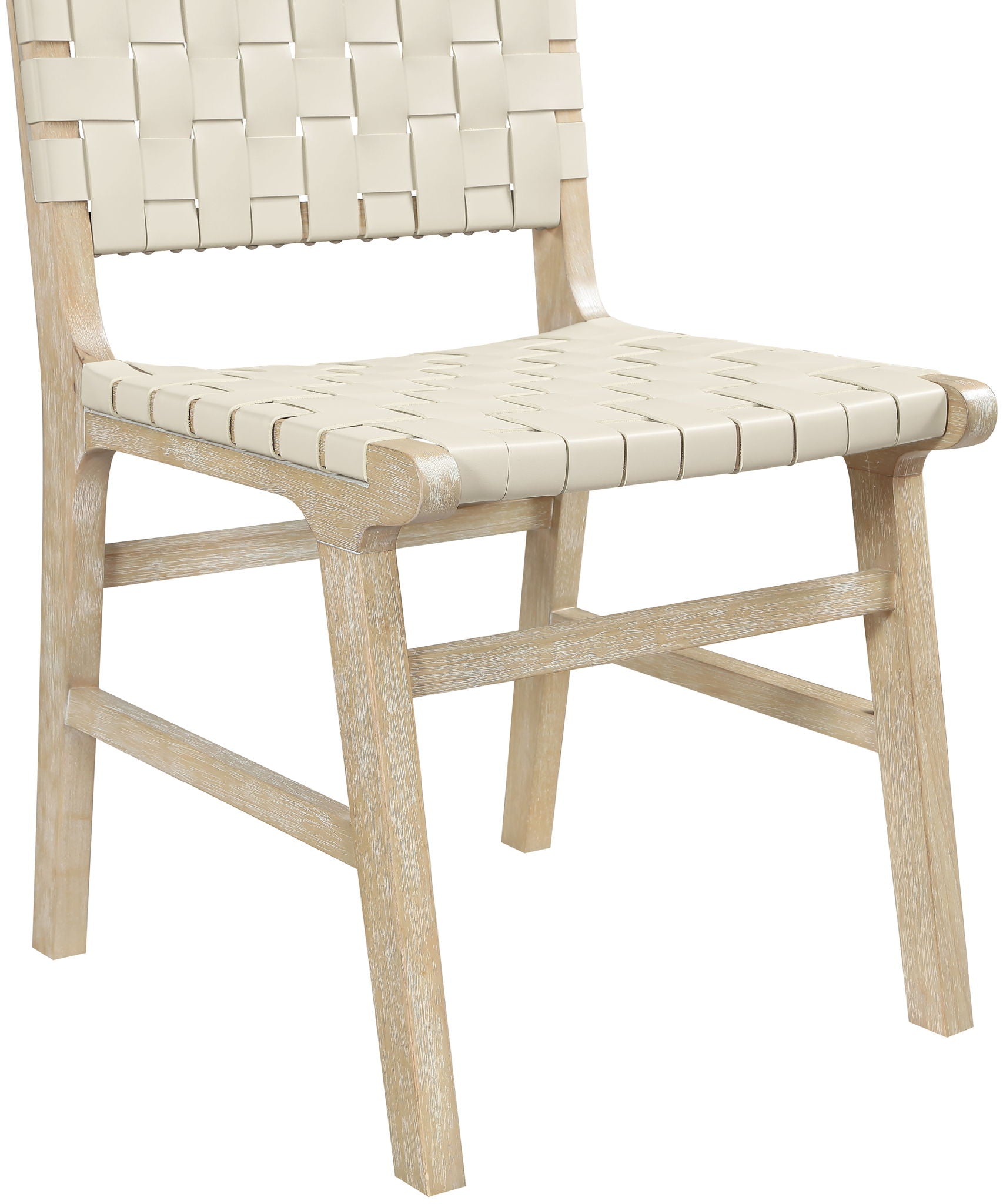Entwine - Vegan Leather Upholstered Dining Chair - Painted Natural