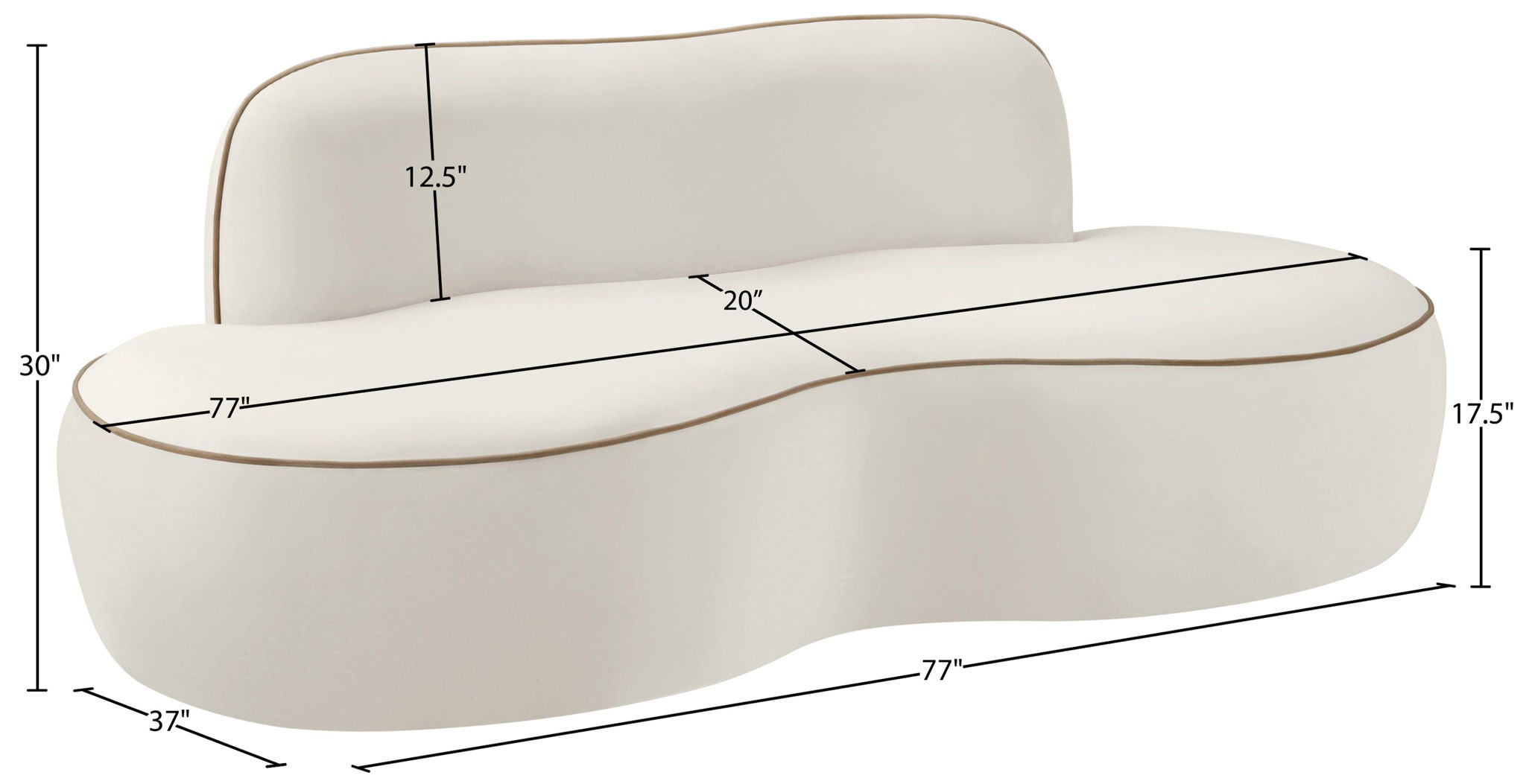 Swerve - Velvet 77" Upholstered Loveseat
