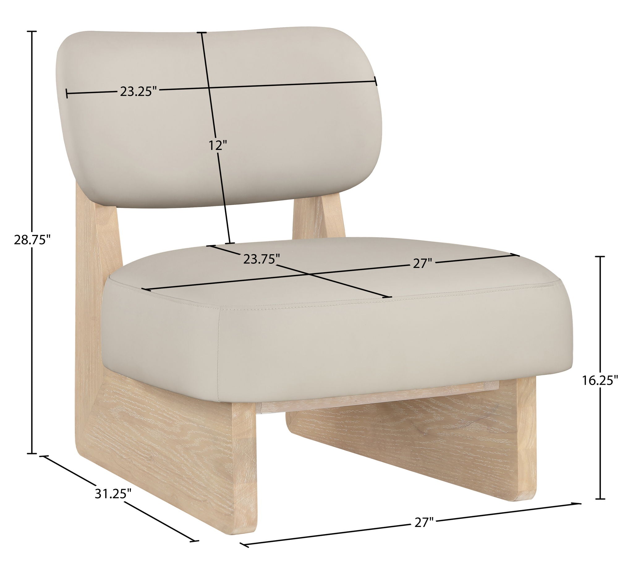 Vetra - Vegan Leather Upholstered Accent Chair With Natural Base