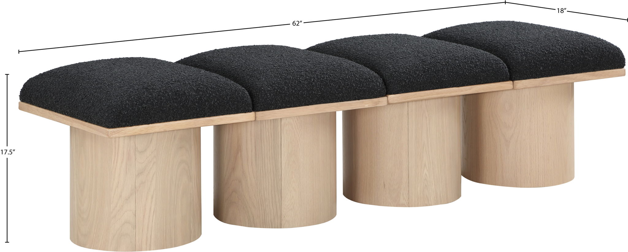 Pavilion - 4 Piece Modular Bench With Natural Base