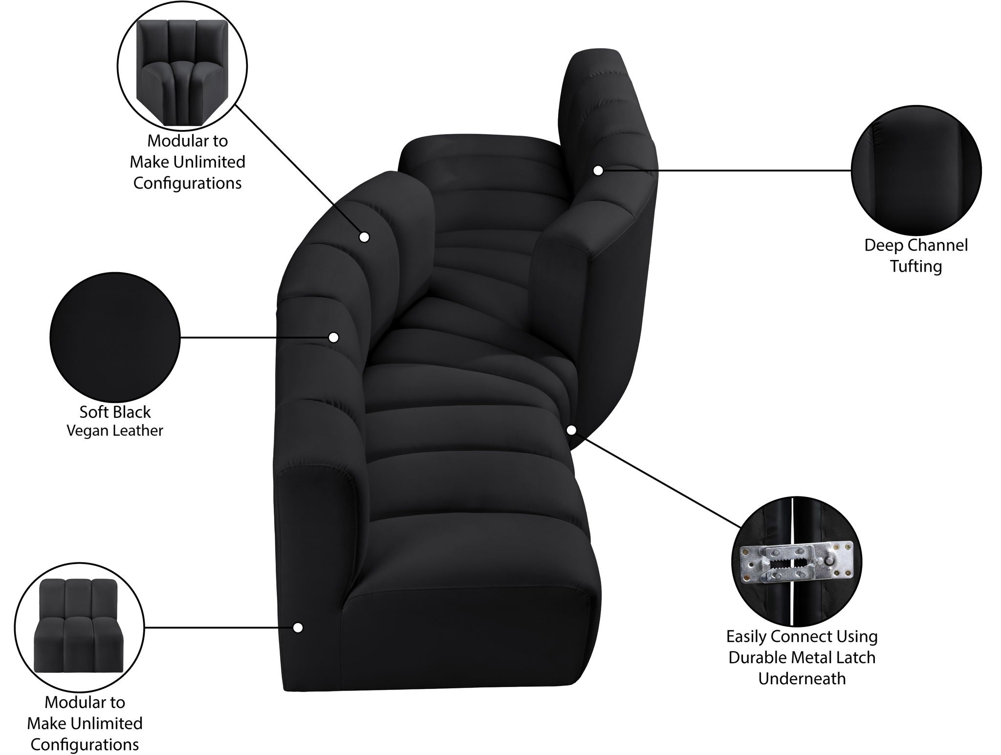 Arc - Faux Leather 4 Piece Sofa