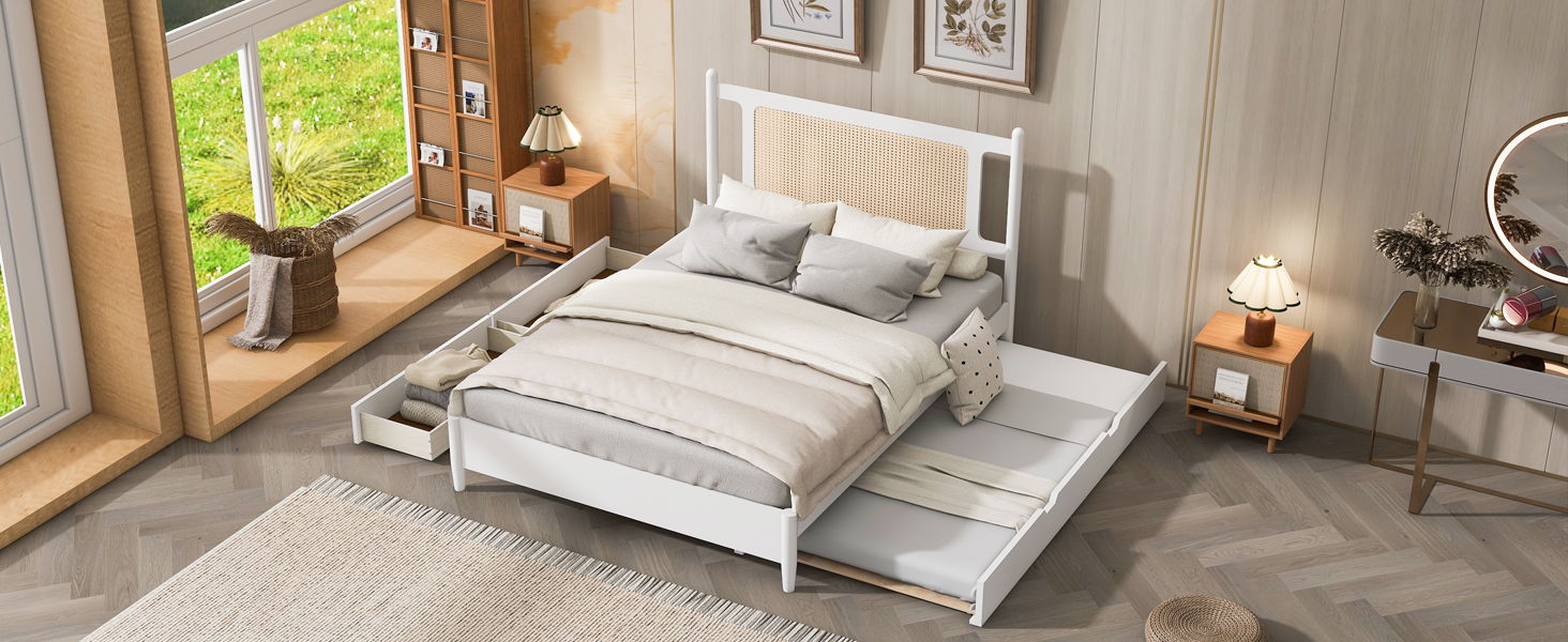Platform Bed With 2 Big Drawers & Trundle