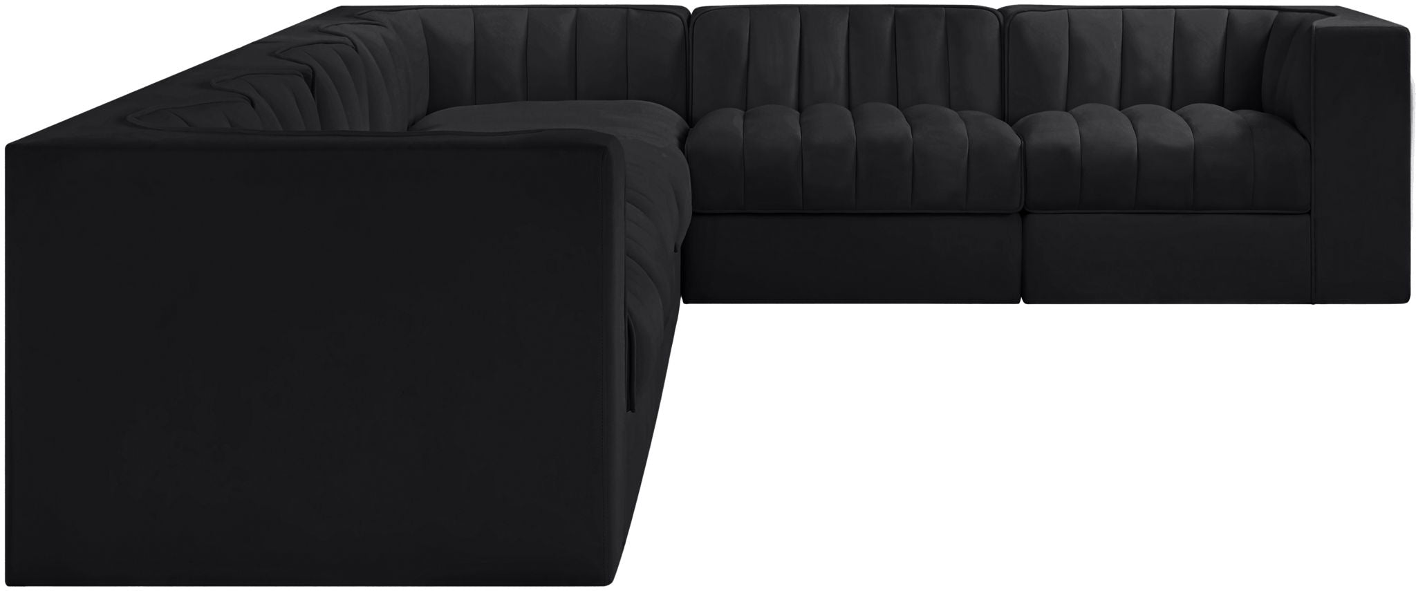 Rummi - Velvet Performance Fabric Upholstered 7 Piece Modular Sectional (With 3 Corner Chairs)