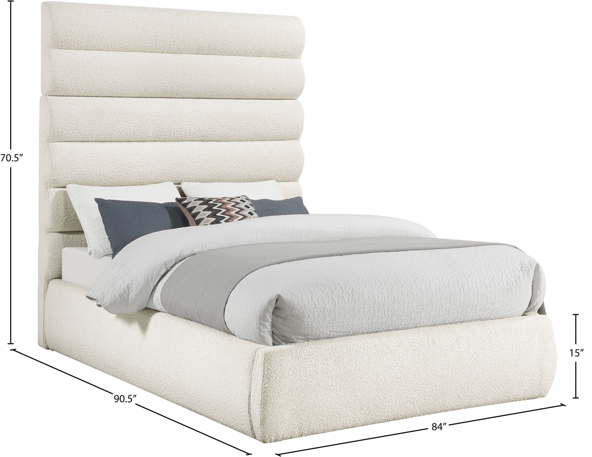 Adam - Boucle Fabric Bed With 70.5" Headboard