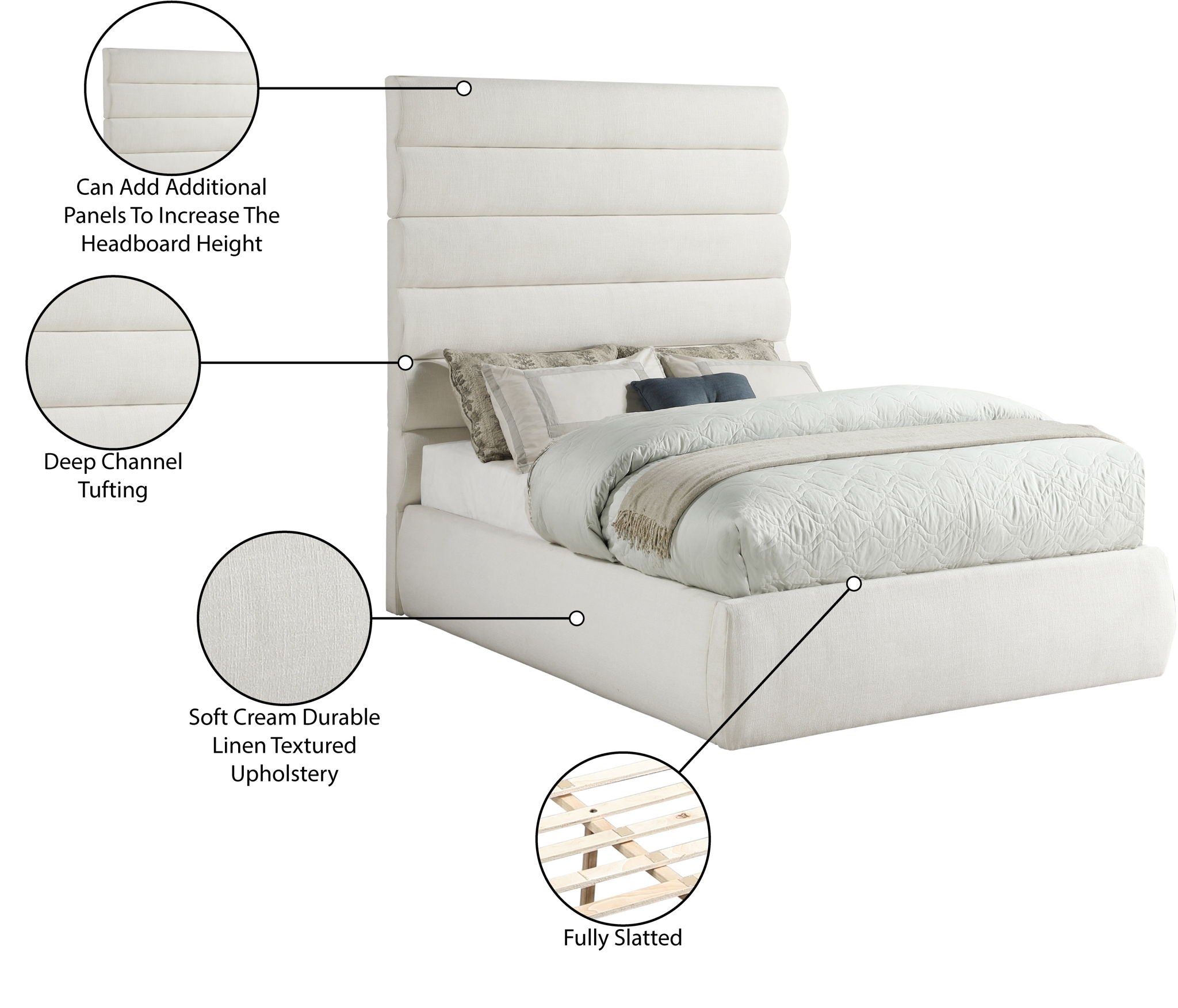 Adam - Linen Fabric Bed With 70.5" Headboard