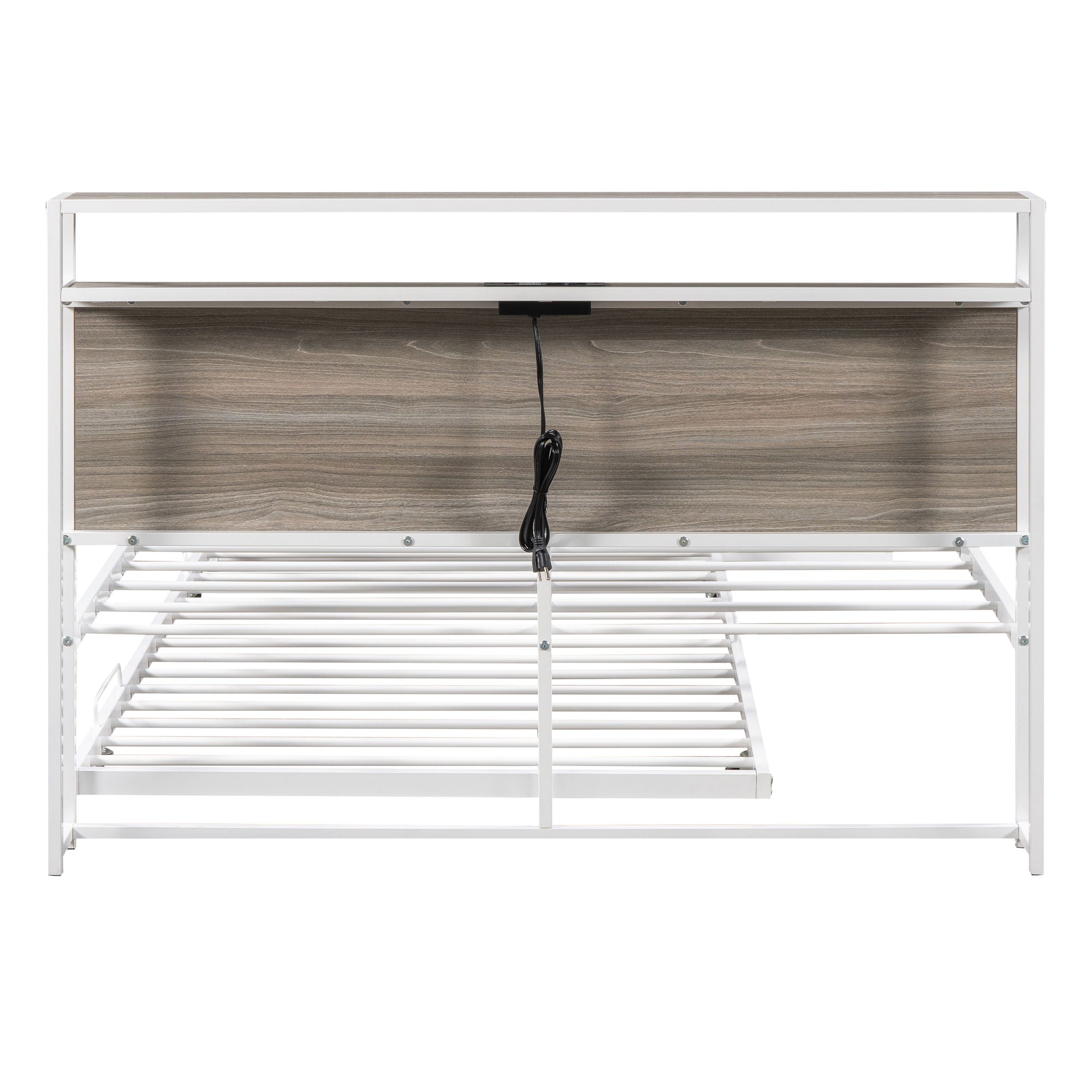 Platform Bed Frame With Trundle, USB Ports And Slat Support, No Box Spring Needed