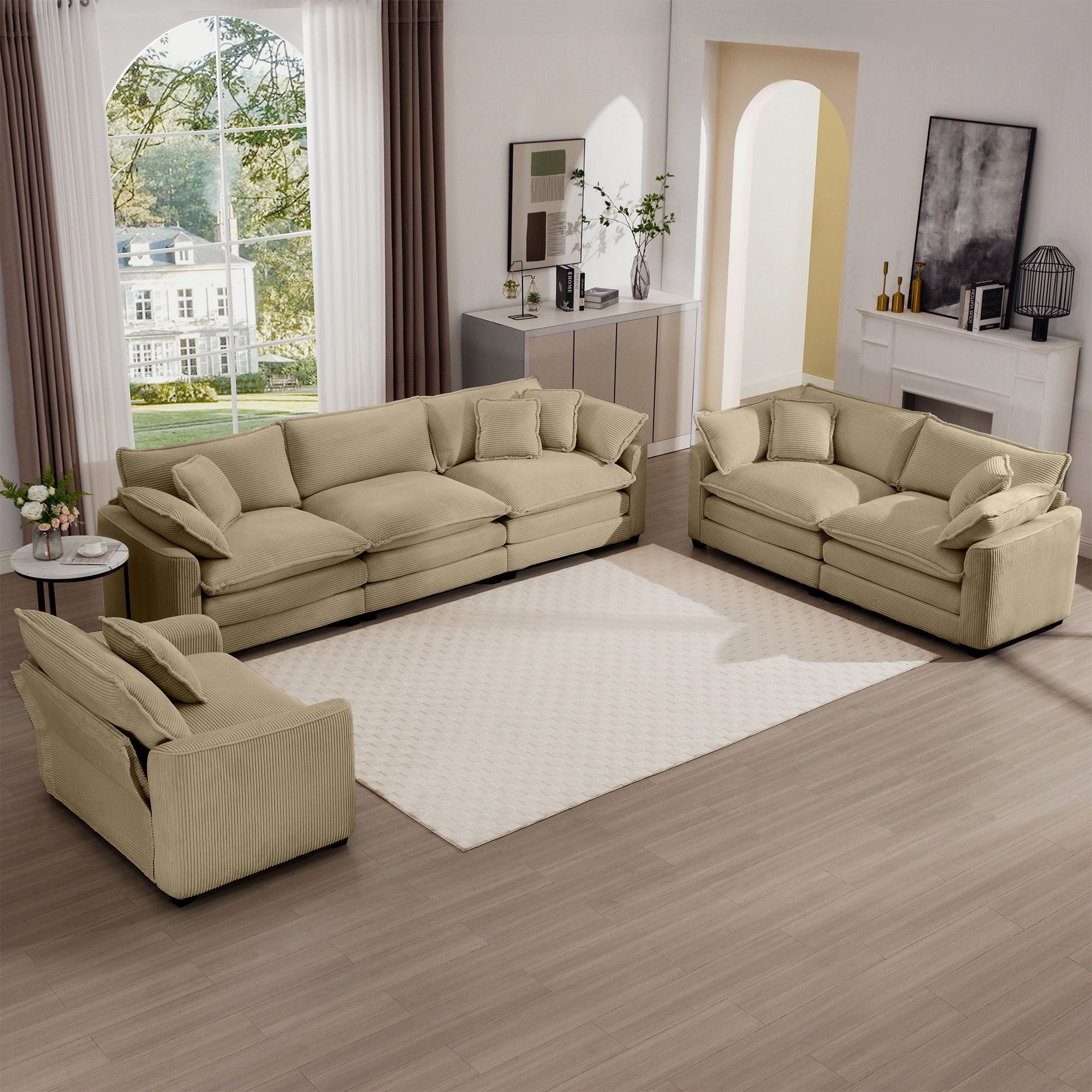 Elegant Oversized Sectional Sofa Set With Deep Seats And Flexible Layout