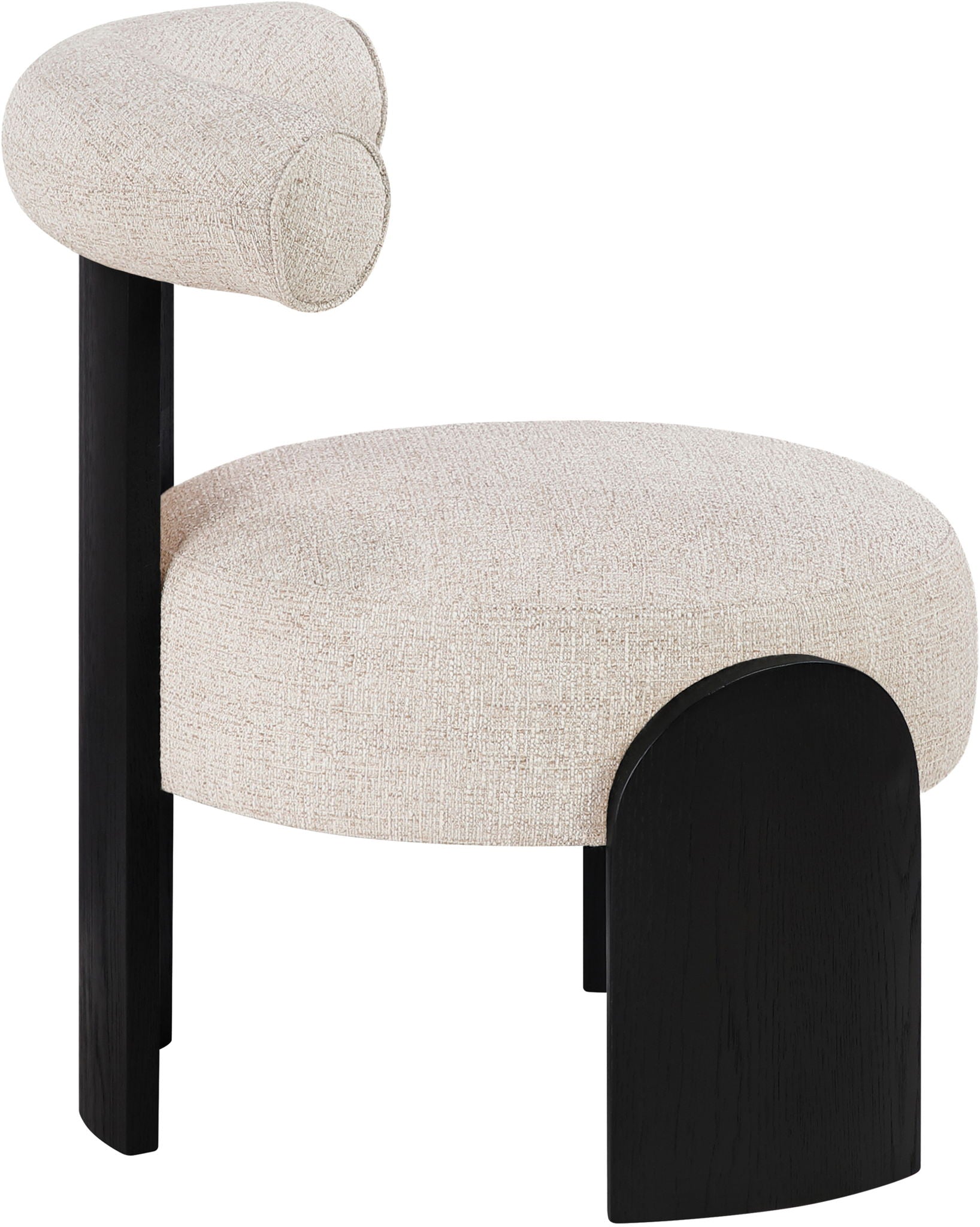 Calder - Linen Textured Fabric Upholstered Accent Chair - Painted Black Base