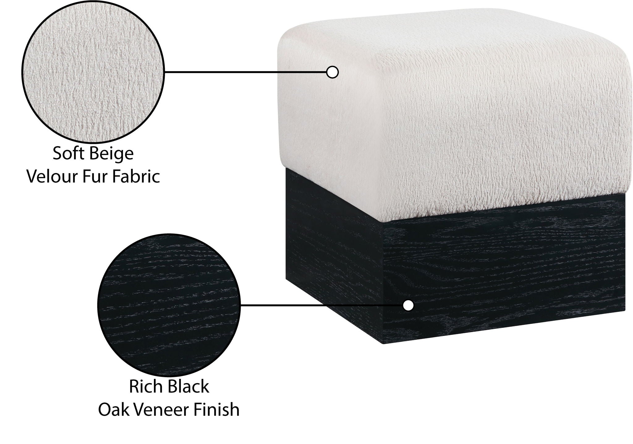 Havre - Ottoman / Stool With Black Base