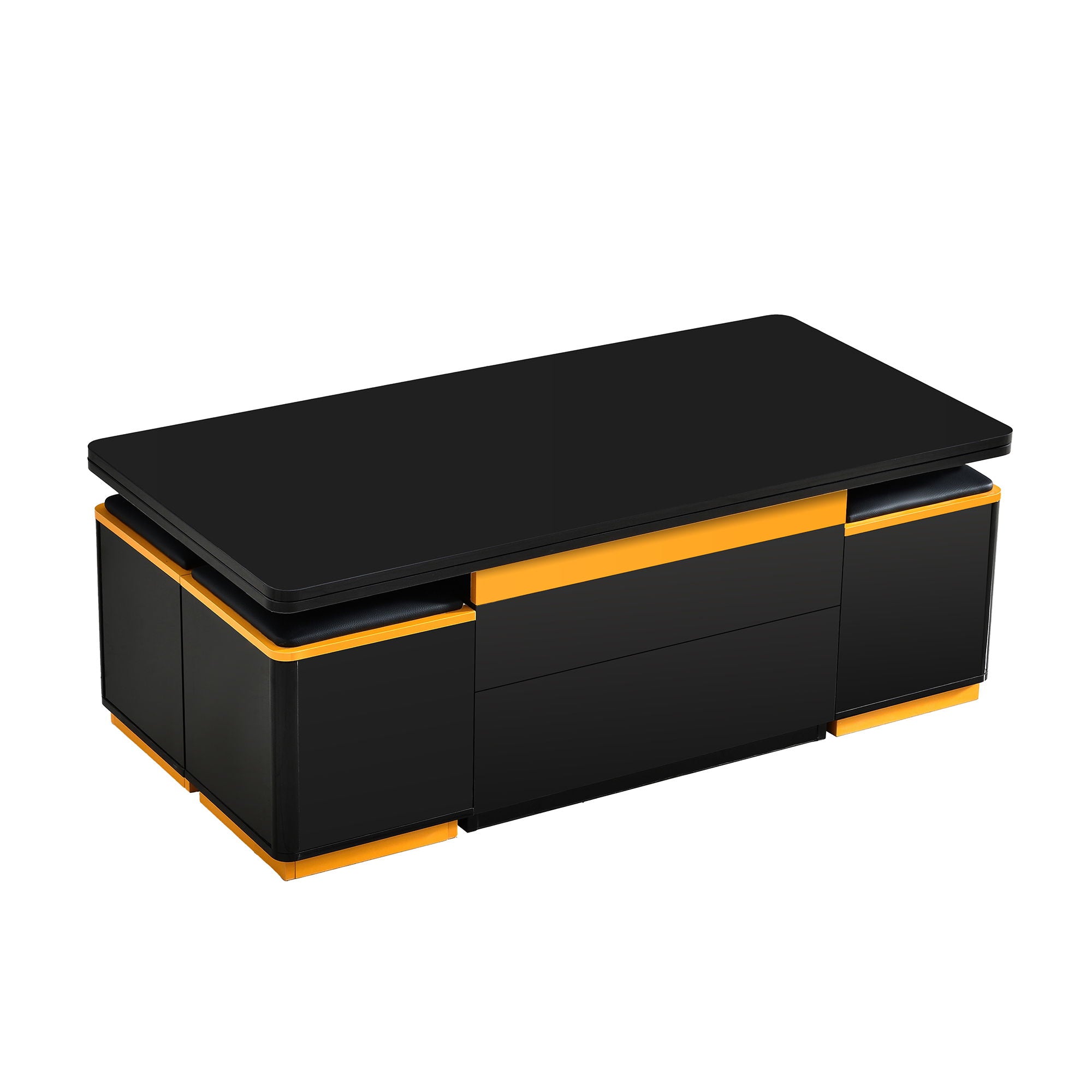 Lift Top Coffee Table With 4 Storage Stools